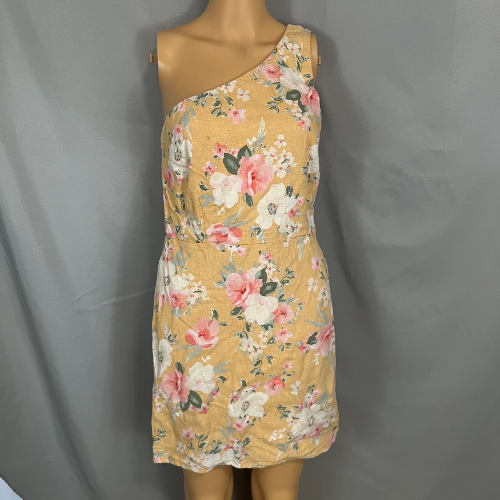 Abercrombie & Fitch Dress SM Linen Blend One Shoulder Floral Garden Spring Fairy - Thumbnail 3
