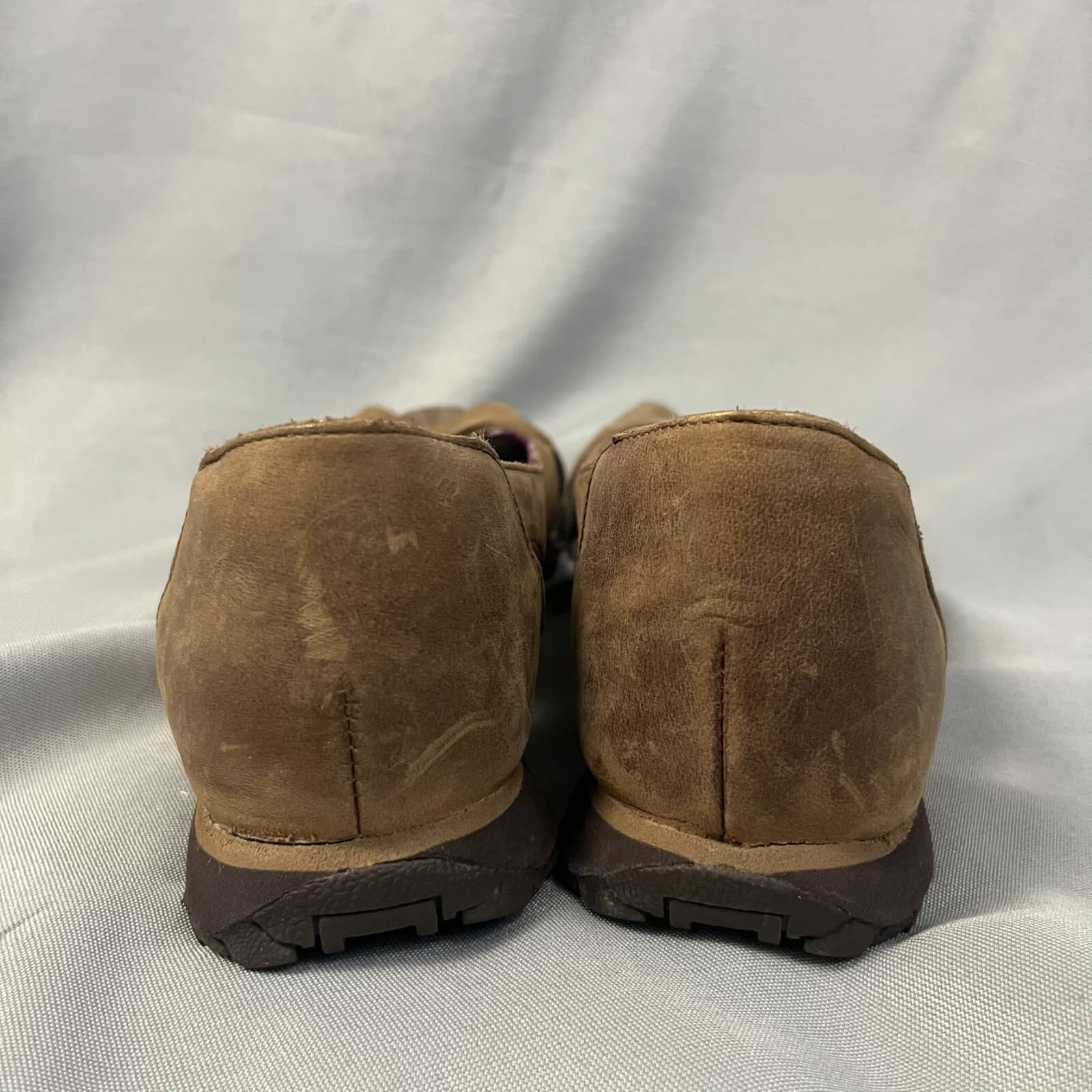 Skechers Leather Brown Original Bikers Buckle Peep Toe Slip On Shoes Womens 8.5 - Thumbnail 4