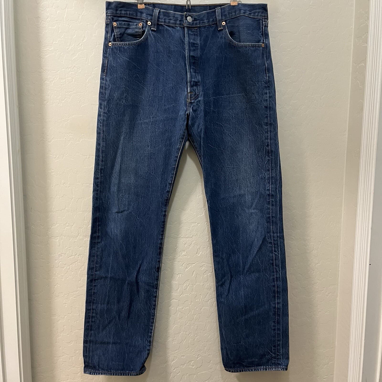 Levi's 501 Button Fly Mens Jeans Size (fits W 40x45 L) For Extra Tall Man Jeans - Thumbnail 2