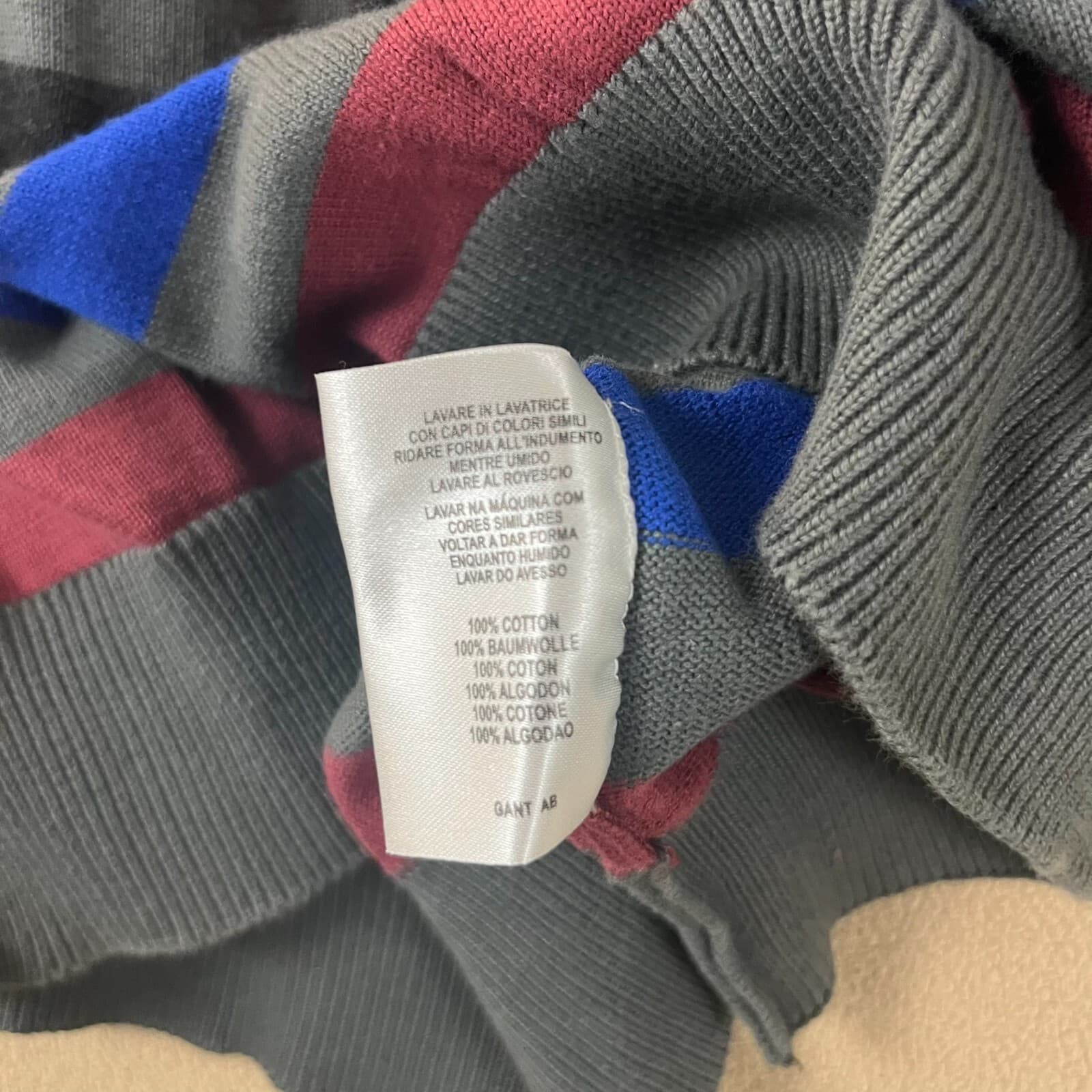 GANT Mens Sweater Vest Large Multicolor Stripped Knit VNeck Slipover Preppy Golf - Thumbnail 3