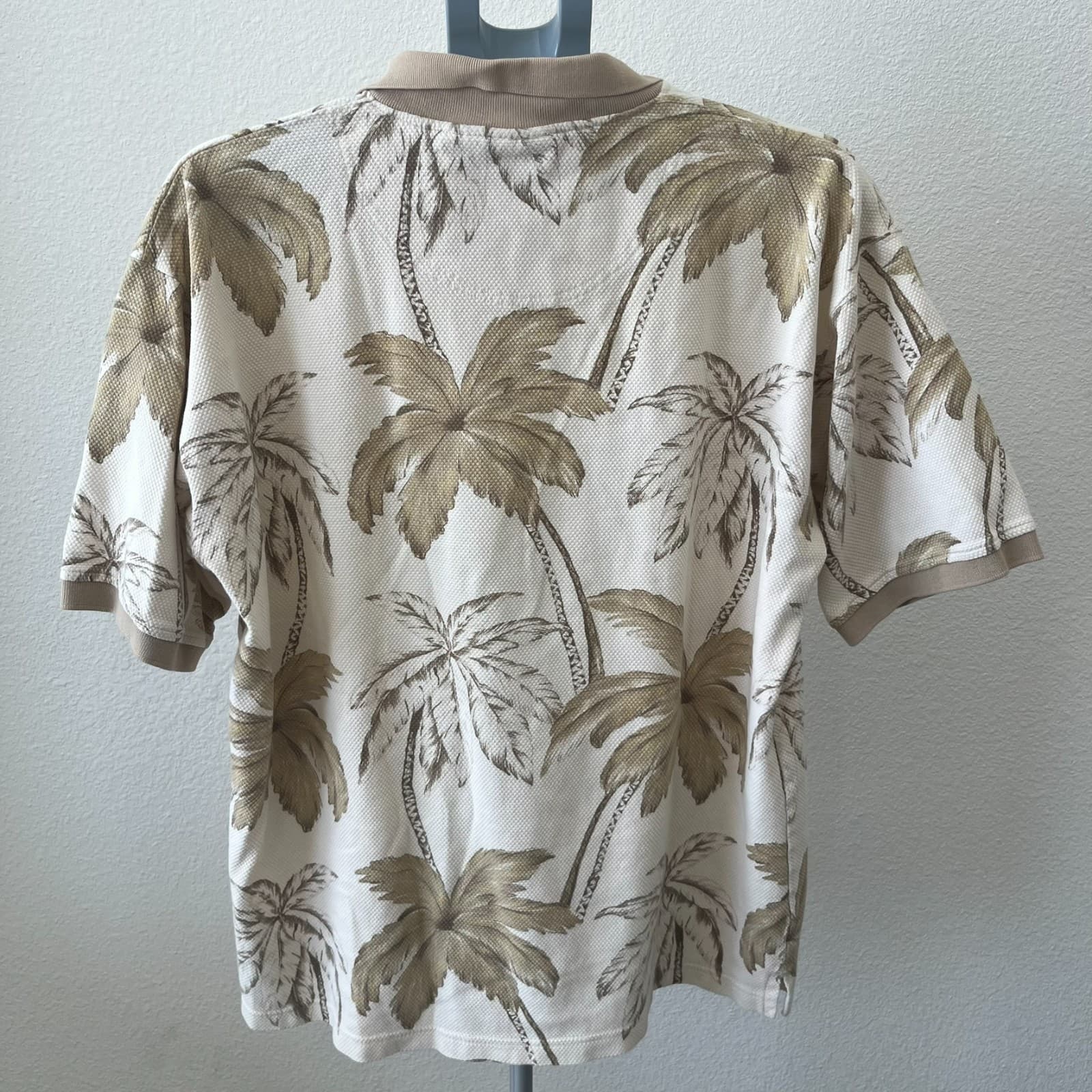 Vintage OP Sport Polo Shirt Men’s LG Brown Hawaiian Palm Trees Short Sleeve Golf - Thumbnail 3