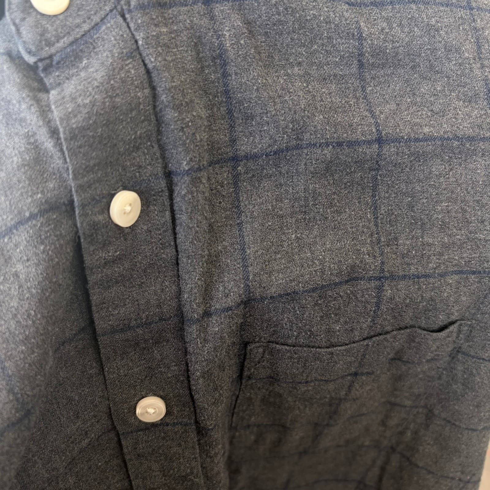 UNTUCKit Mens Grey Windowpane Plaid Flannel Button Down Shirt Large Long Sleeve - Thumbnail 5