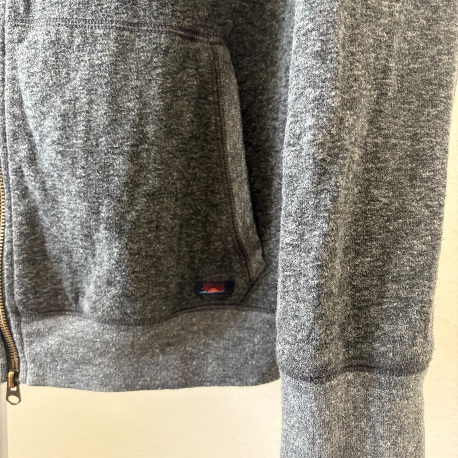 Faherty Hoodie XL Dark Gray Zip Up Cotton Blend Drawstring Speckled Knit Casual - Thumbnail 2