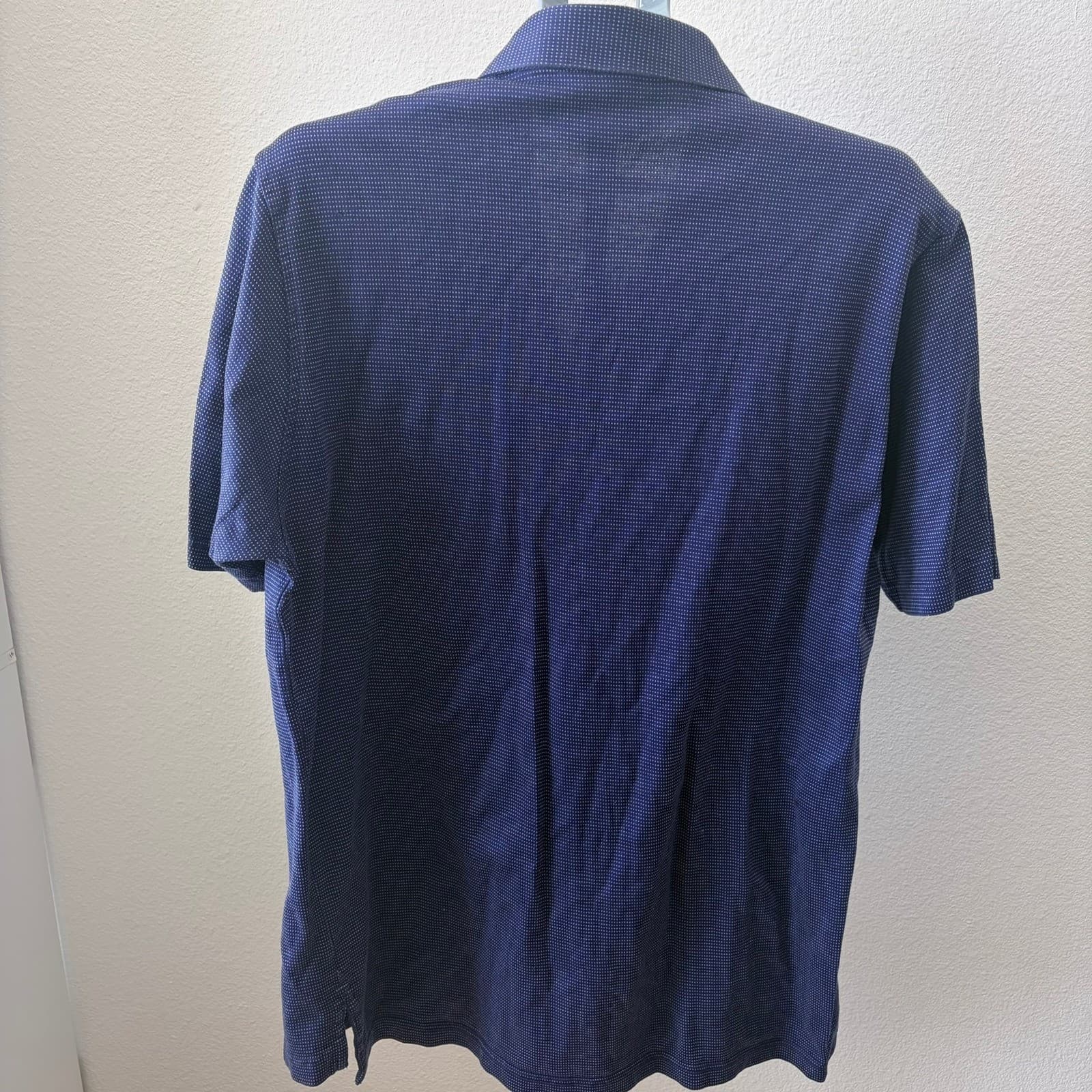 Peter Millar Mens XL Blue Micro Pattern Cotton Polo Shirt Castle Stuart Golf - Thumbnail 4