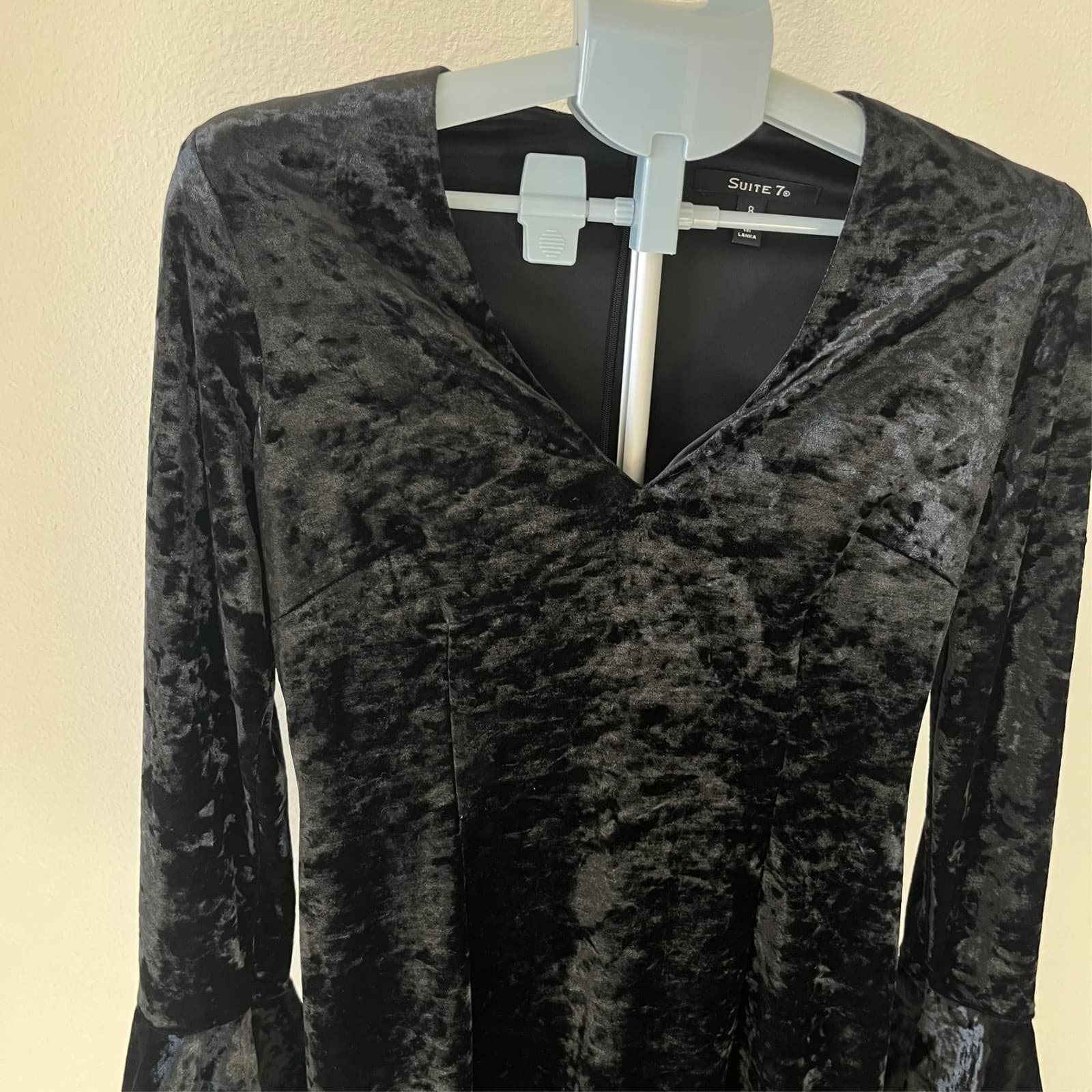 Black Velvet Dress Size 8 Dark Whimsy Goth Halloween Morticia Addams Elvira - Thumbnail 2