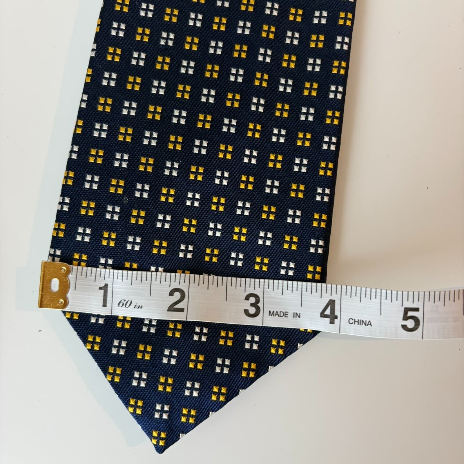 Brooks Brothers Tie Silk Navy Geometric England Fabric USA Made Classic Formal - Thumbnail 3