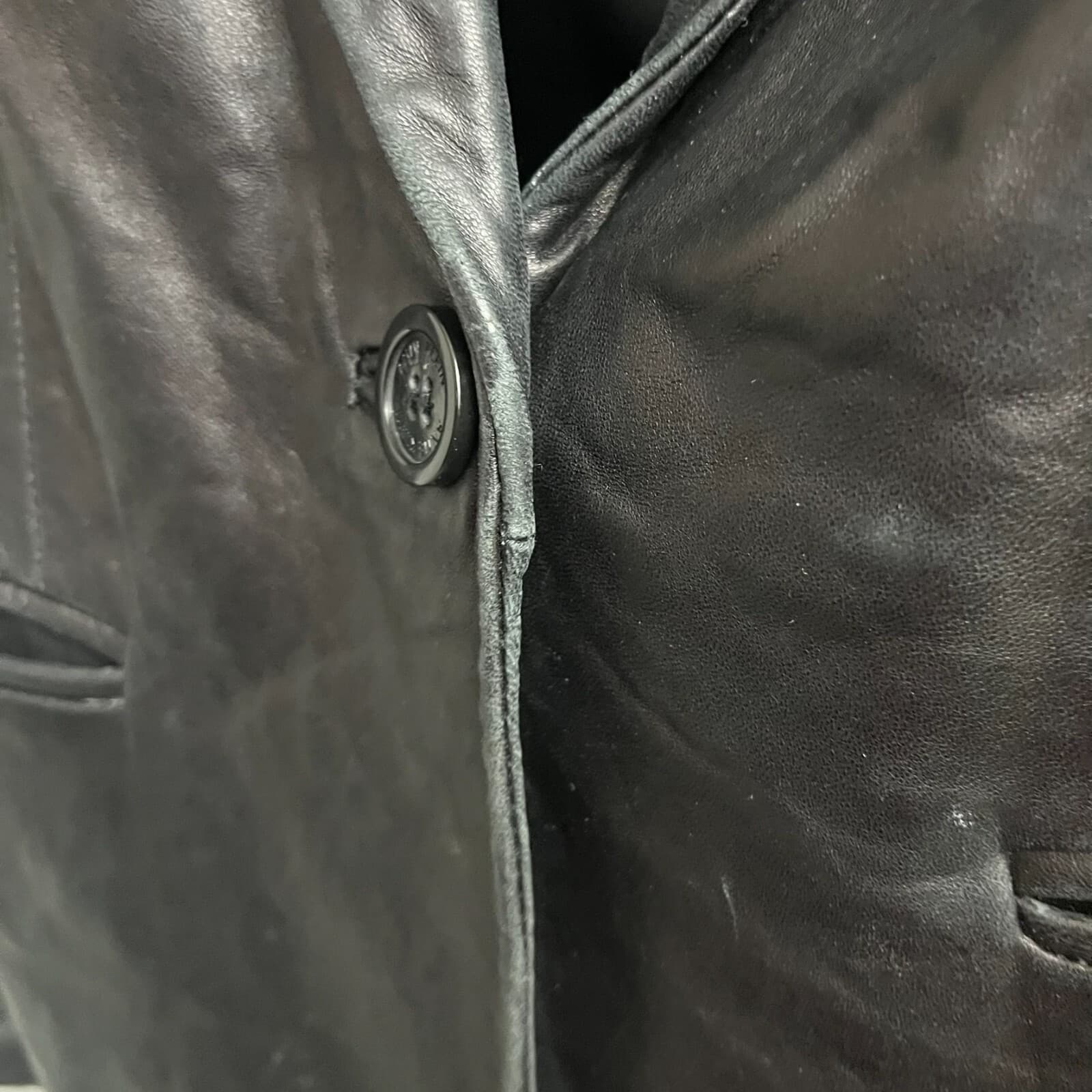 Anne Klein Coat Women's Small 100% Genuine Leather Black Leather Blazer Jacket - Thumbnail 7