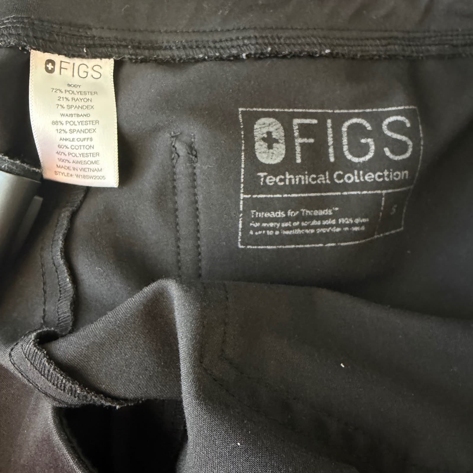 FIGS Zamora Jogger Scrub Pants Womens S Black Cargo Pocket W18SW2005 - Thumbnail 5