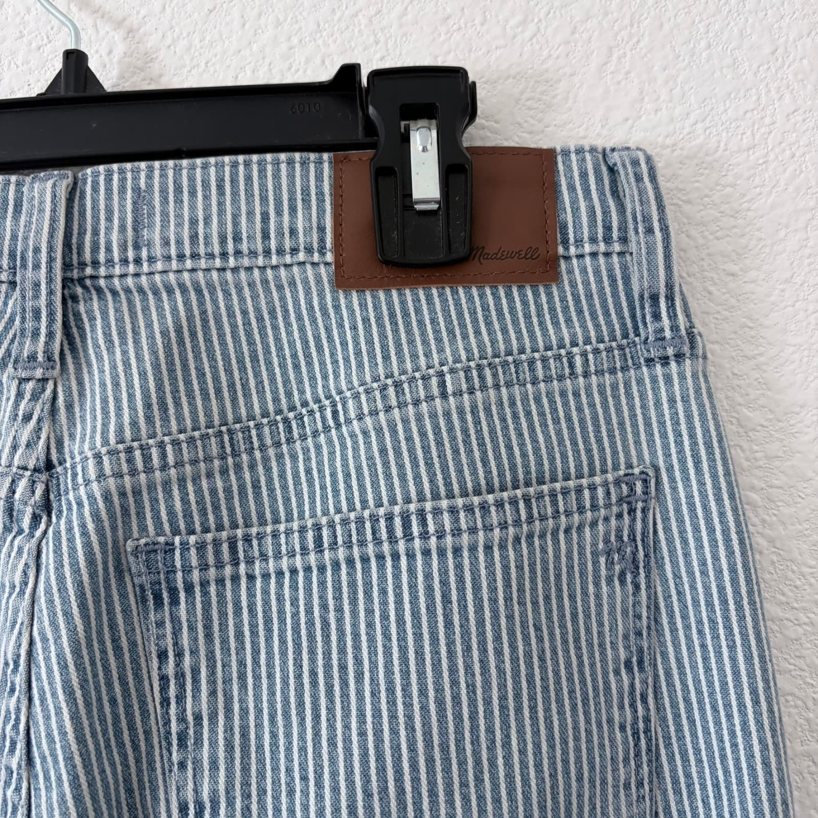 MADEWELL Jeans 10" High Rise Skinny Crop Piper Railroad Stripe Size 26 Costal - Thumbnail 6