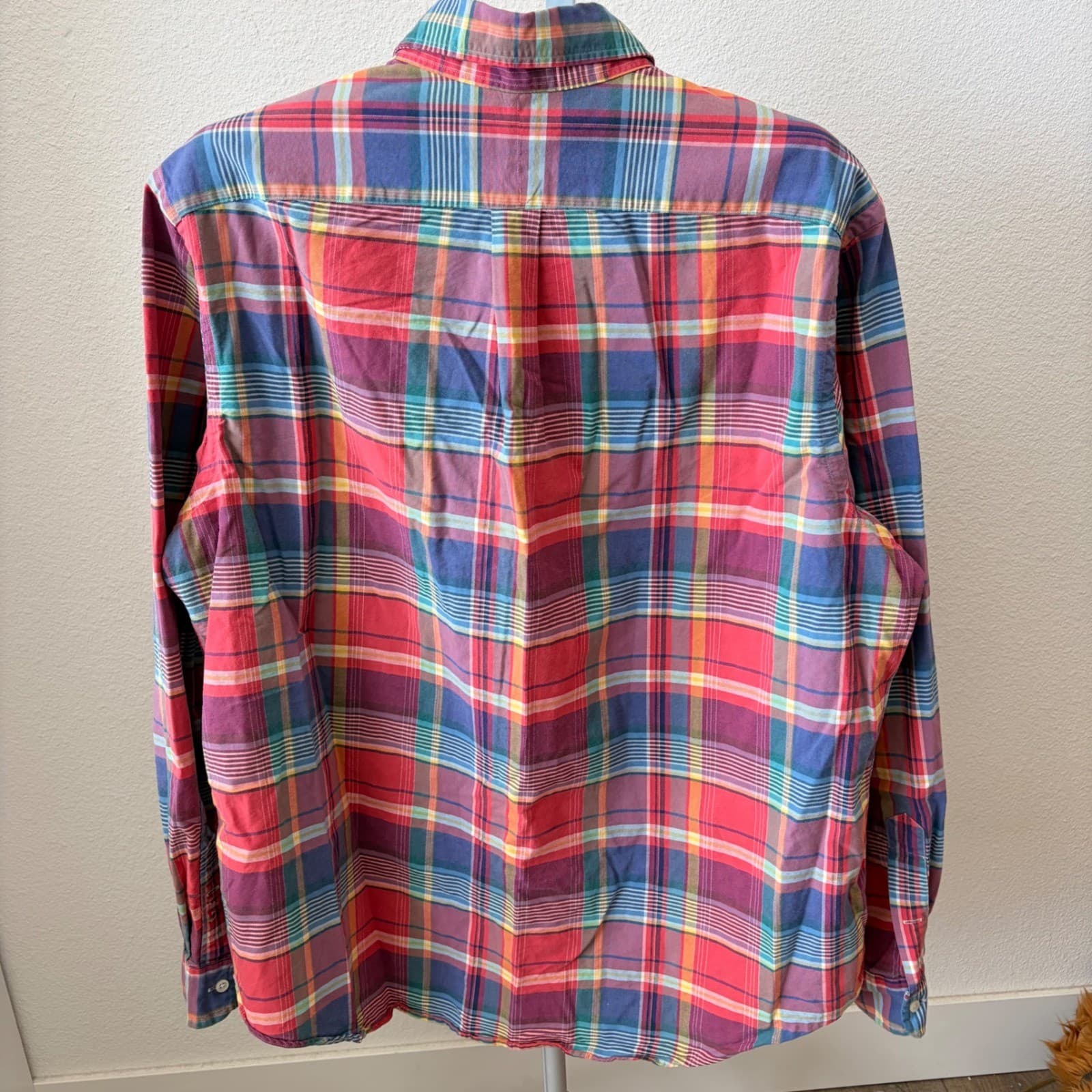 Ralph Lauren Plaid Button Down Mens XXL Multicolor Long Sleeve Shirt Flesh Pony - Thumbnail 3