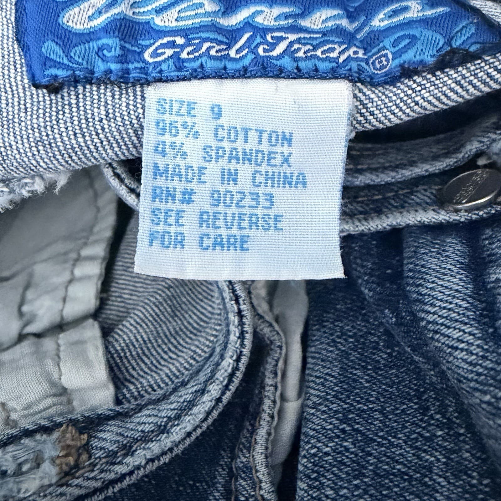Vintage Y2K 2000s Venus Girl Trap Low Rise Button Fly Denim Blue Jeans Size 9 - Thumbnail 4