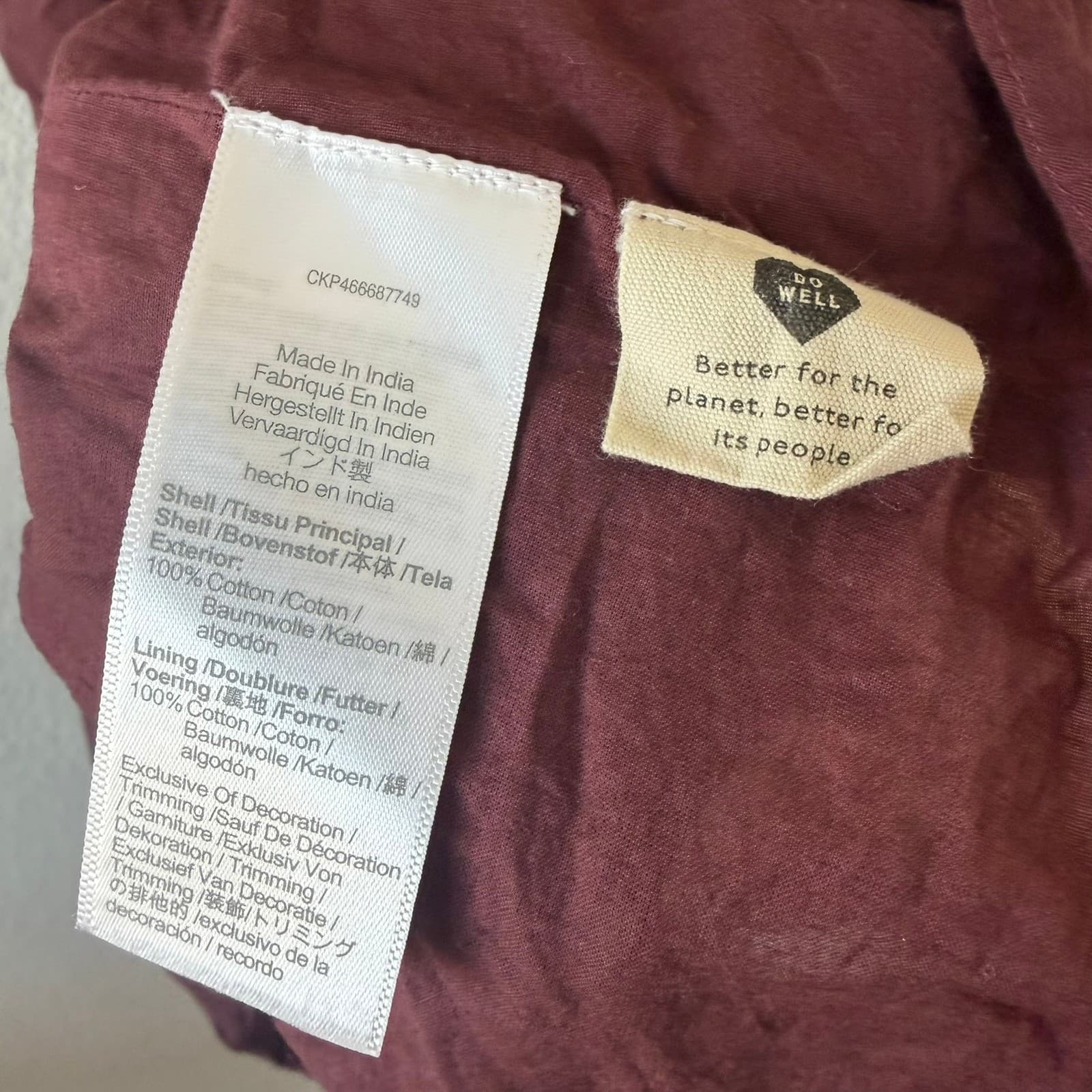 Madewell Midi Dress Women 00 Burgundy Eyelet Smocked Tiered Pockets Cottagecore - Thumbnail 5