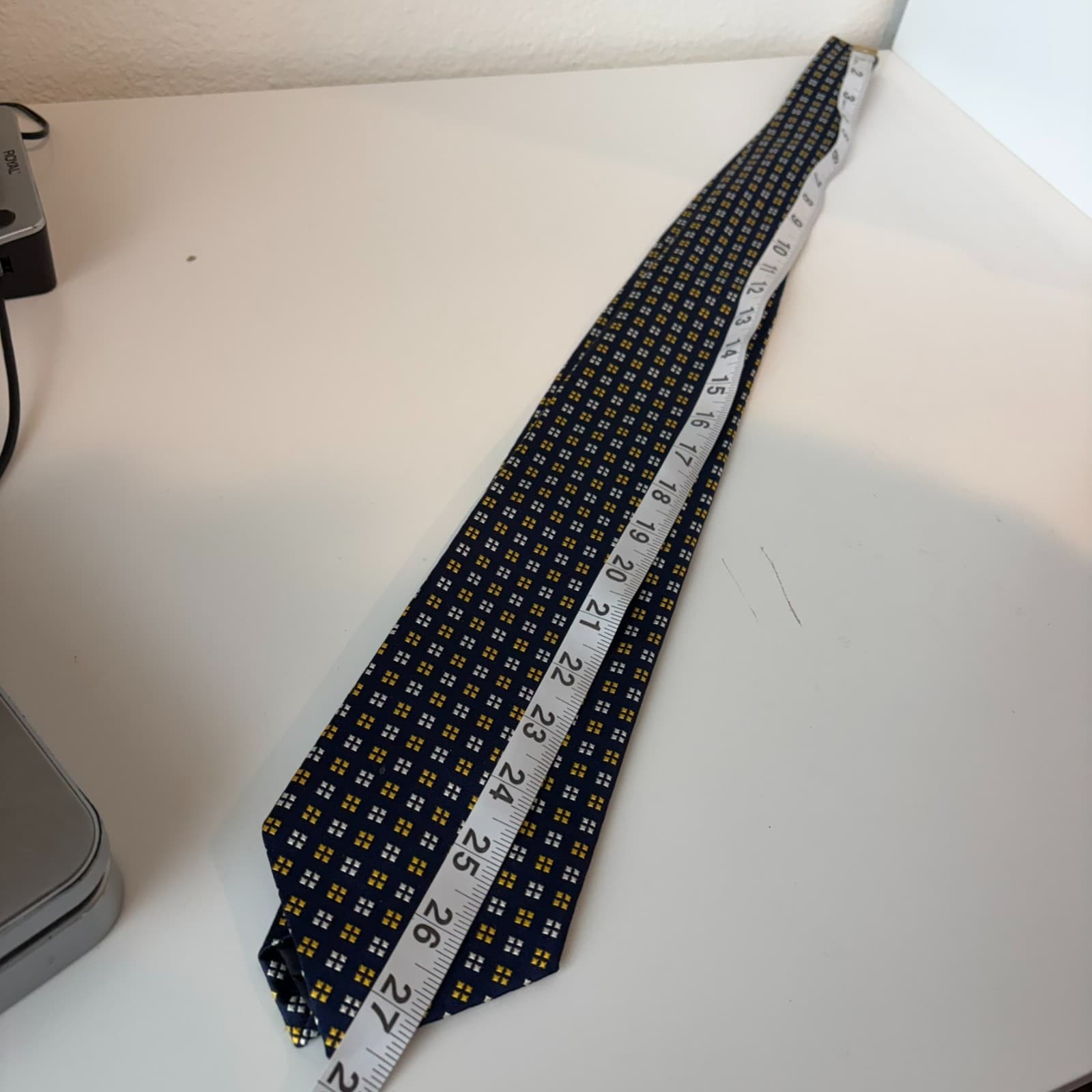 Brooks Brothers Tie Silk Navy Geometric England Fabric USA Made Classic Formal - Thumbnail 4