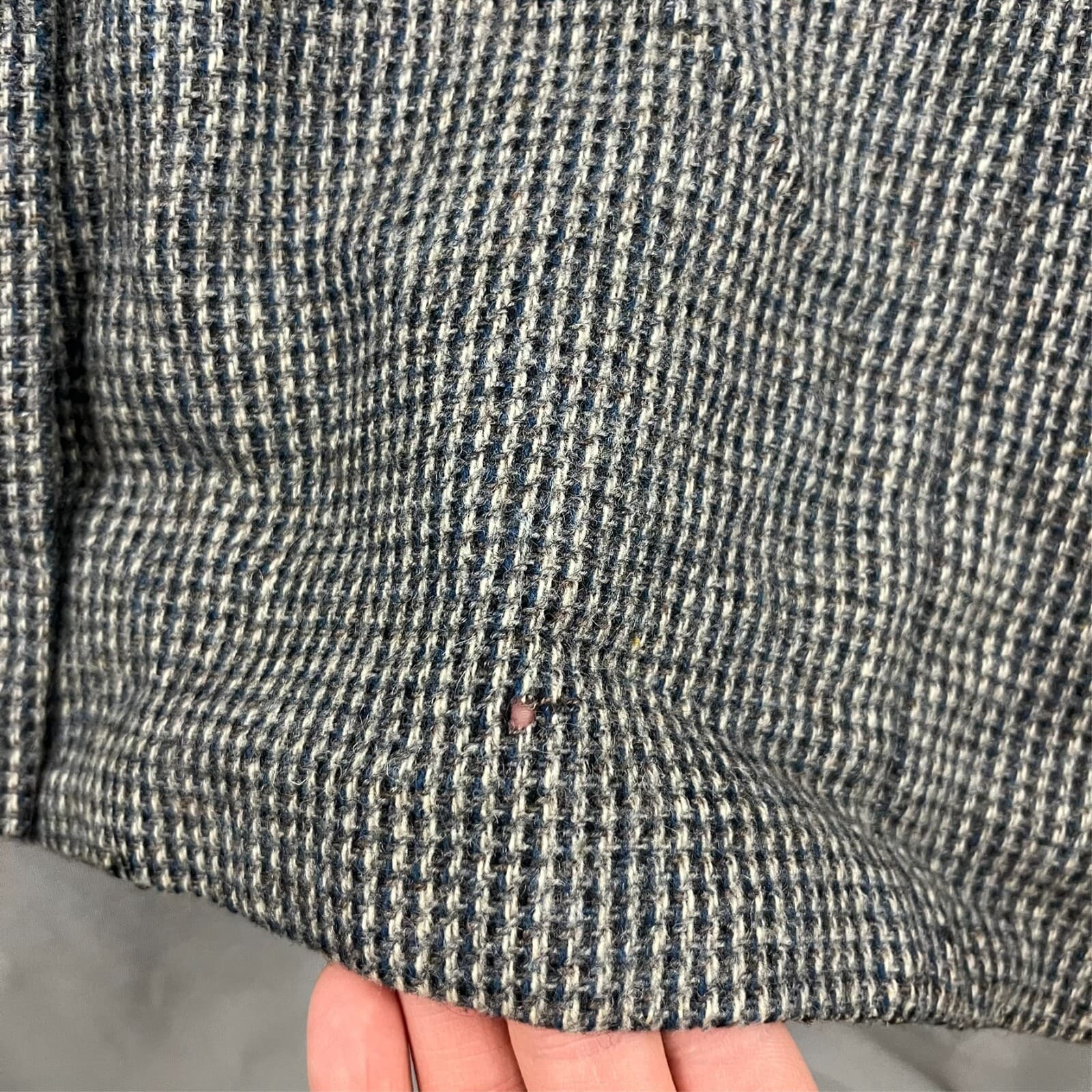 Union Made Big Tall John Weitz Mens Tweed Sport Coat Grey Herringbone Wool 44L? - Thumbnail 5