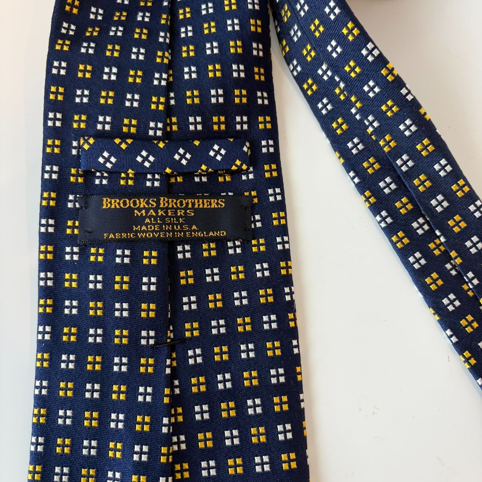 Brooks Brothers Tie Silk Navy Geometric England Fabric USA Made Classic Formal - Thumbnail 2