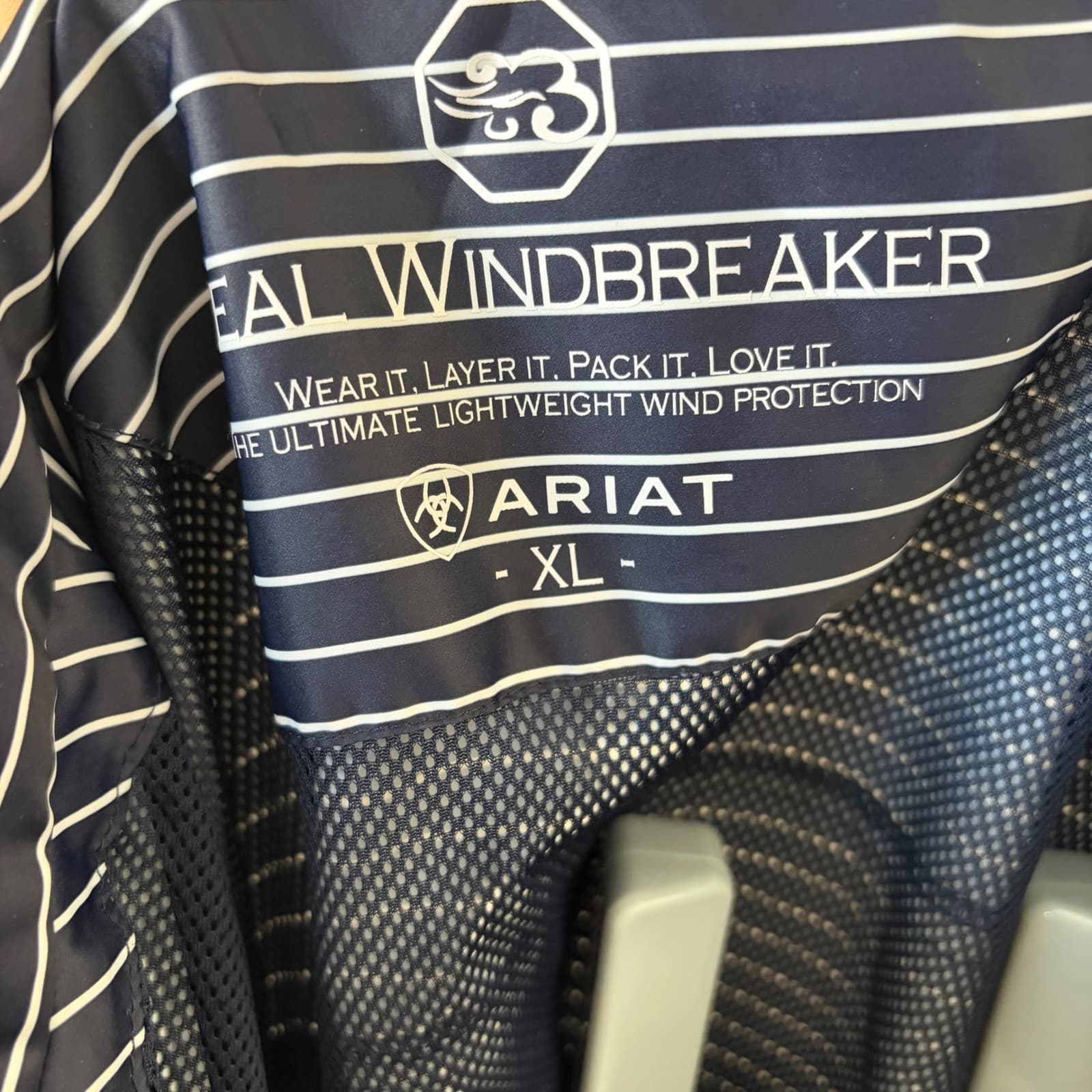 Ariat Ideal Windbreaker Jacket Womens XL Blue Striped Full Zip Lightweight - Thumbnail 5