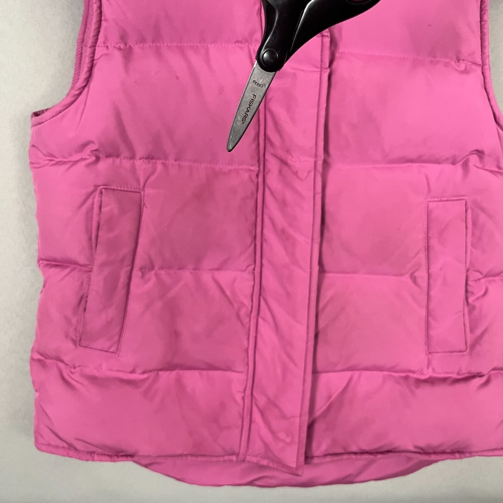 Theory Womens Down Puffer Vest Jacket Size "P" Bubble Gum Pink Hooded STAINED - Thumbnail 7