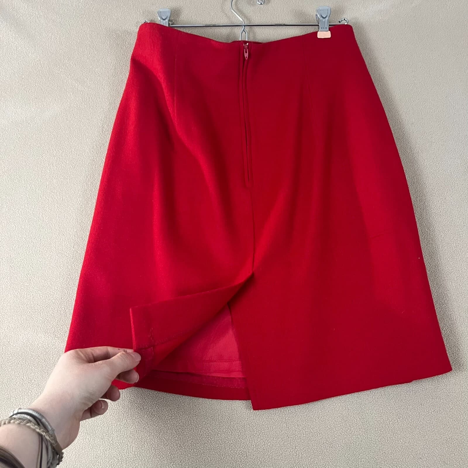 Fundamental Things Petites Woman Size 12 Red Pencil Skirt Wool Straight Career - Thumbnail 4