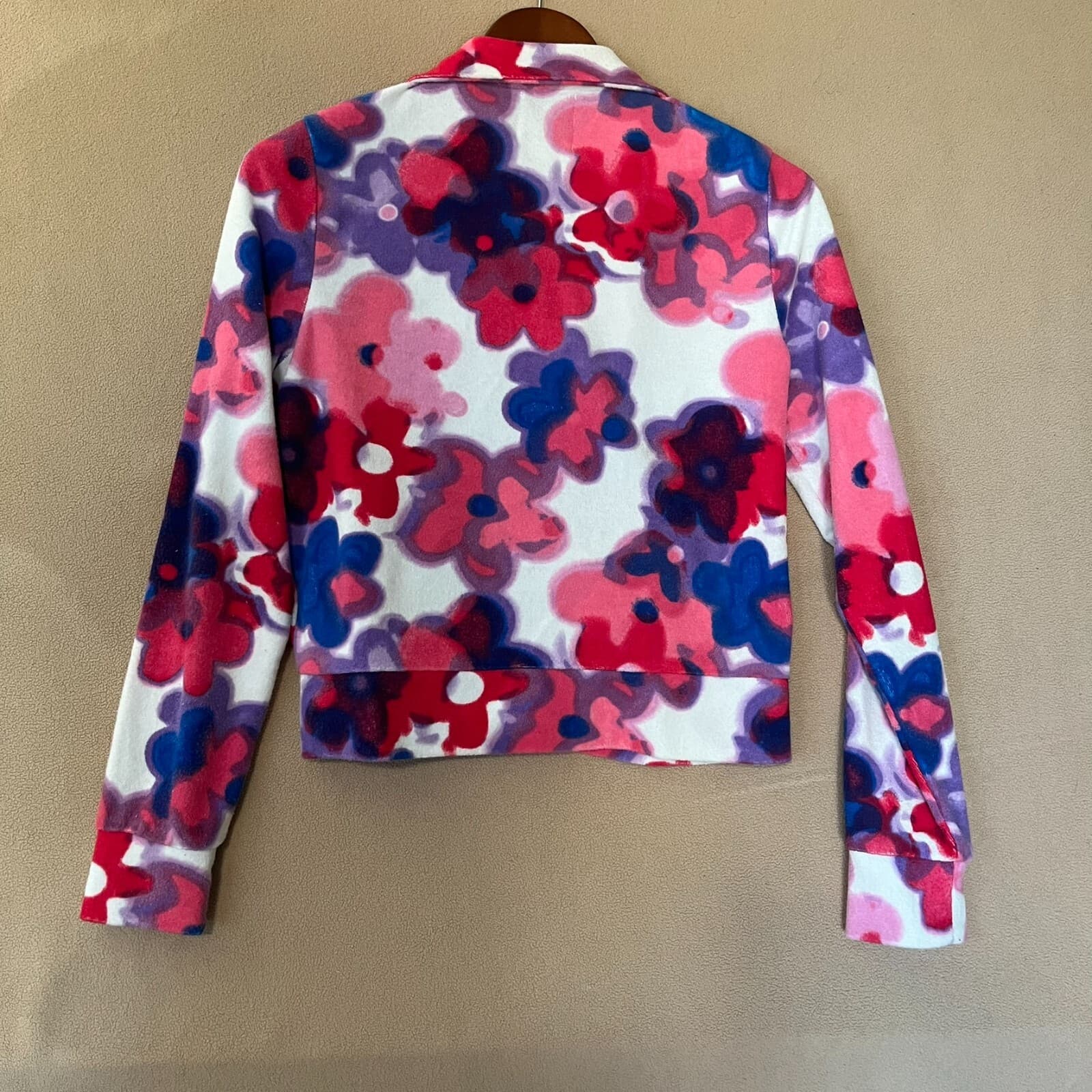 Juicy Couture Women Terry Jacket Small Pink Flower Power Mock Neck Zip Running - Thumbnail 5