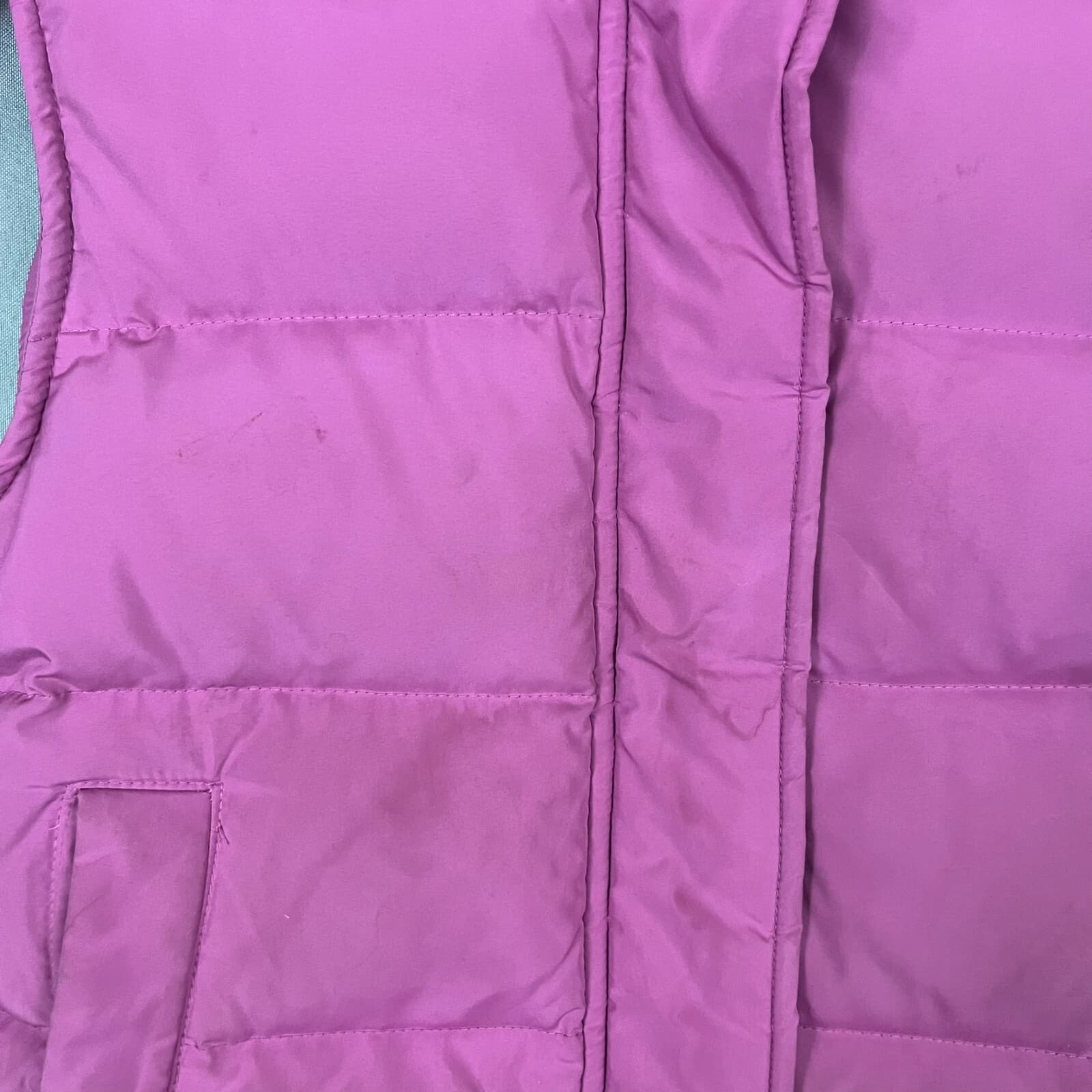 Theory Womens Down Puffer Vest Jacket Size "P" Bubble Gum Pink Hooded STAINED - Thumbnail 4