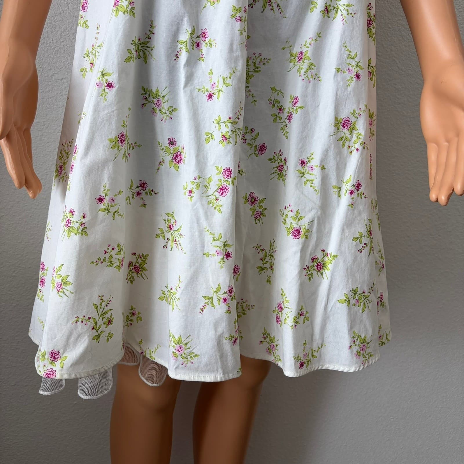 Vintage Y2K City Triangles Floral Halter Dress Womens 7 Rockabilly 50s HOCO - Thumbnail 4