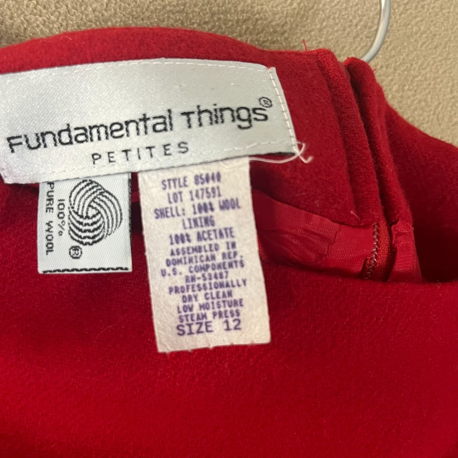 Fundamental Things Petites Woman Size 12 Red Pencil Skirt Wool Straight Career - Thumbnail 3