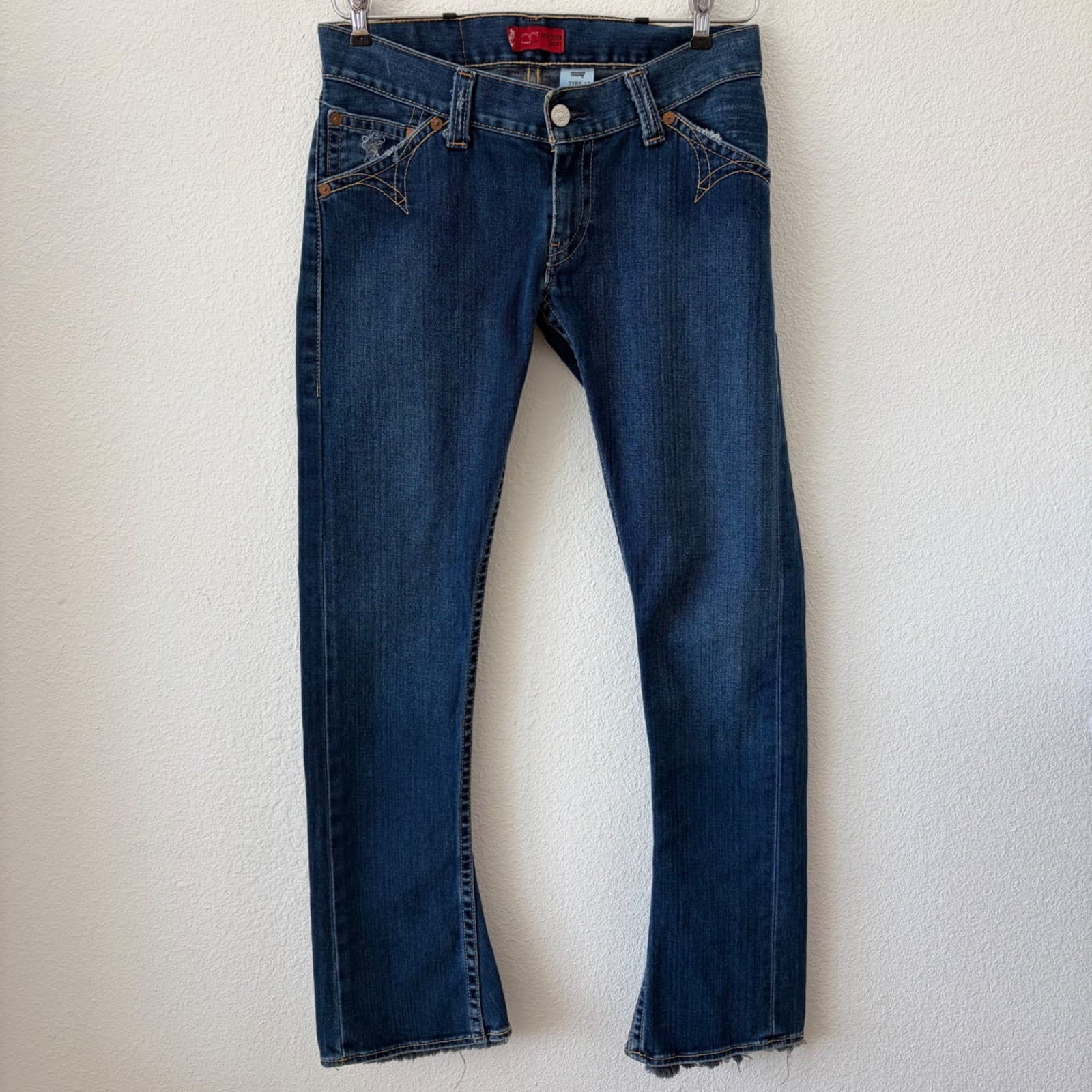 Levi's Type 1 Western Boot Jeans Mens 30M Dark Wash Star Stitch Vintage Y2K 2000 - Thumbnail 2