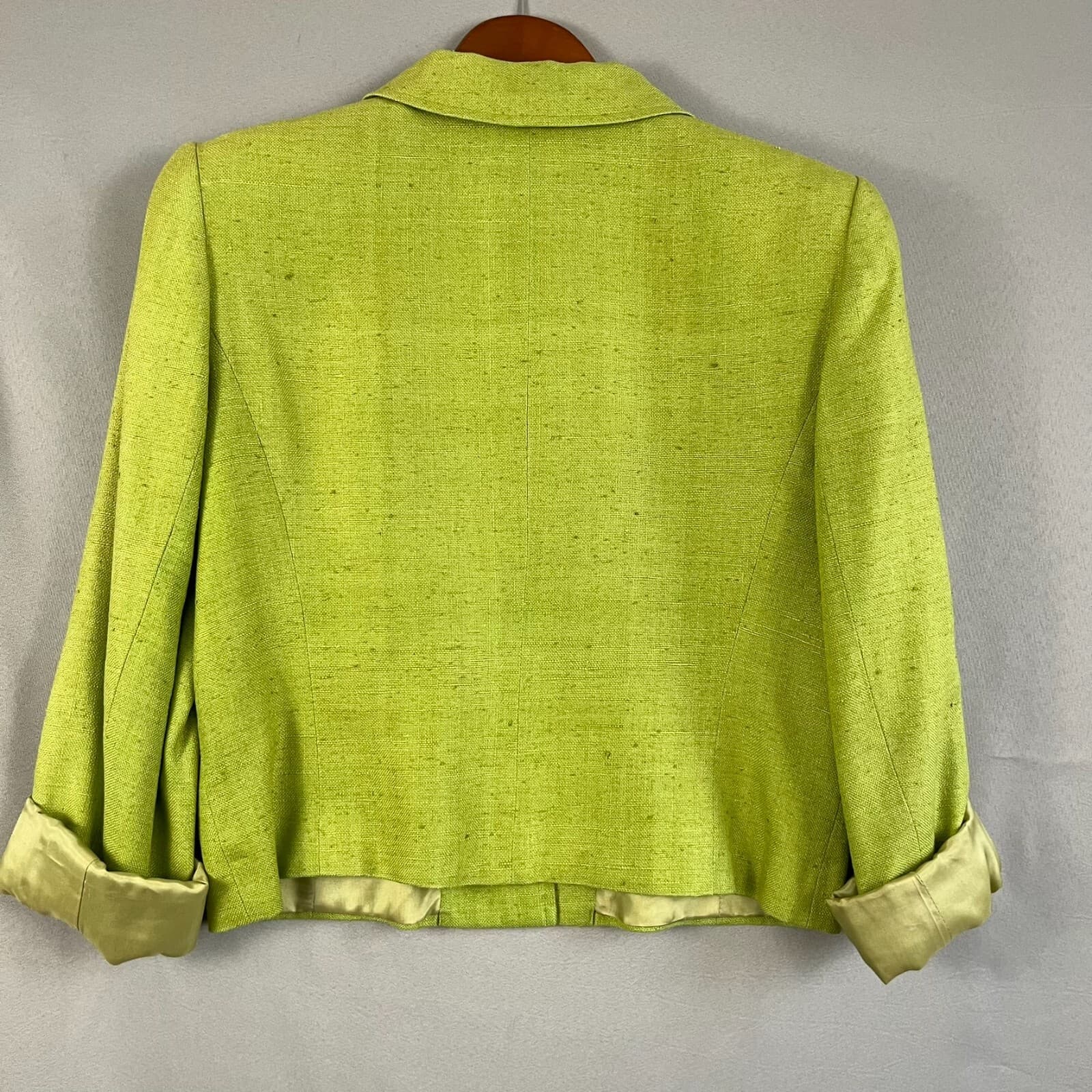 Vintage V.P. Collections Blazer Jacket Women's S Brat Green Silk Jackie O Retro - Thumbnail 6