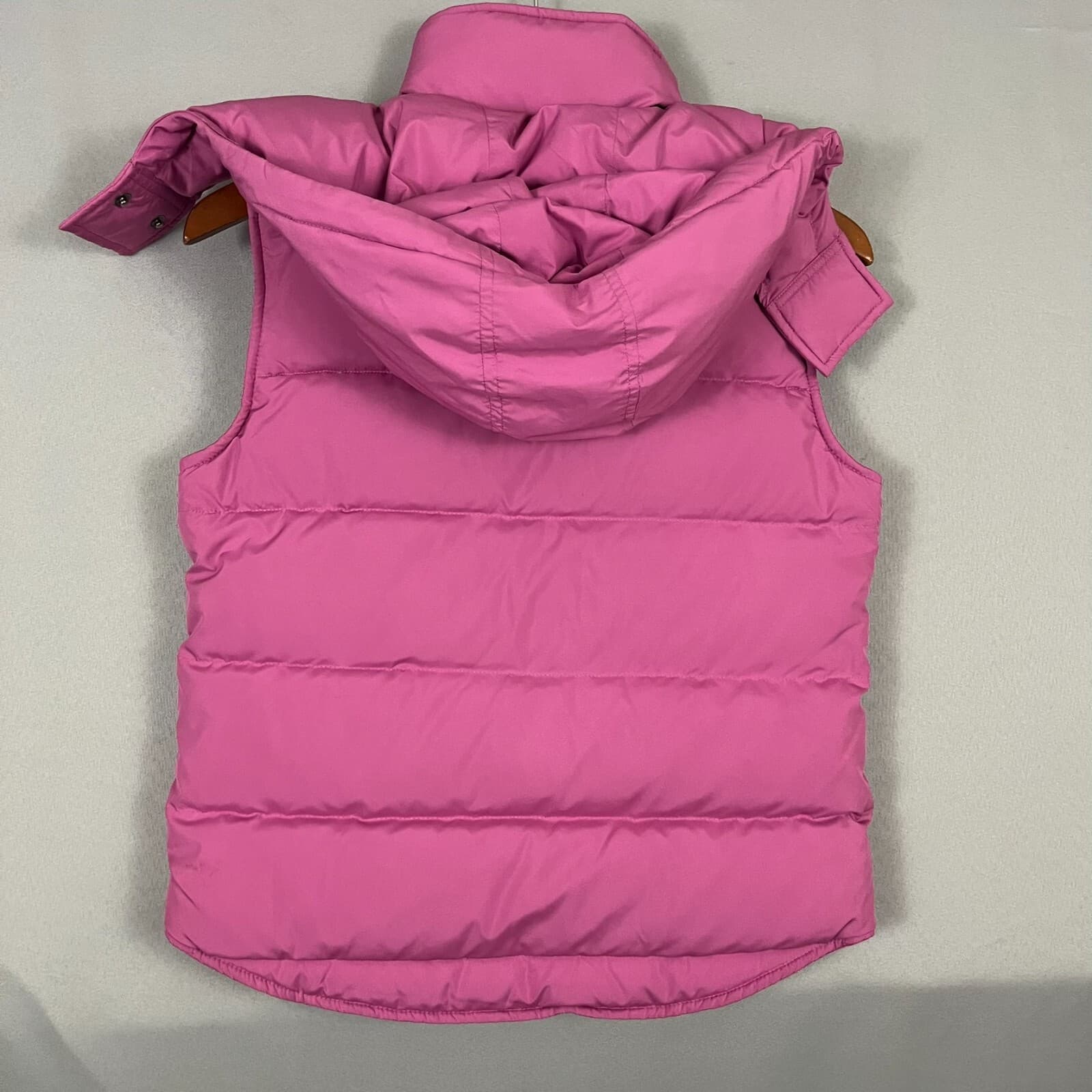 Theory Womens Down Puffer Vest Jacket Size "P" Bubble Gum Pink Hooded STAINED - Thumbnail 2