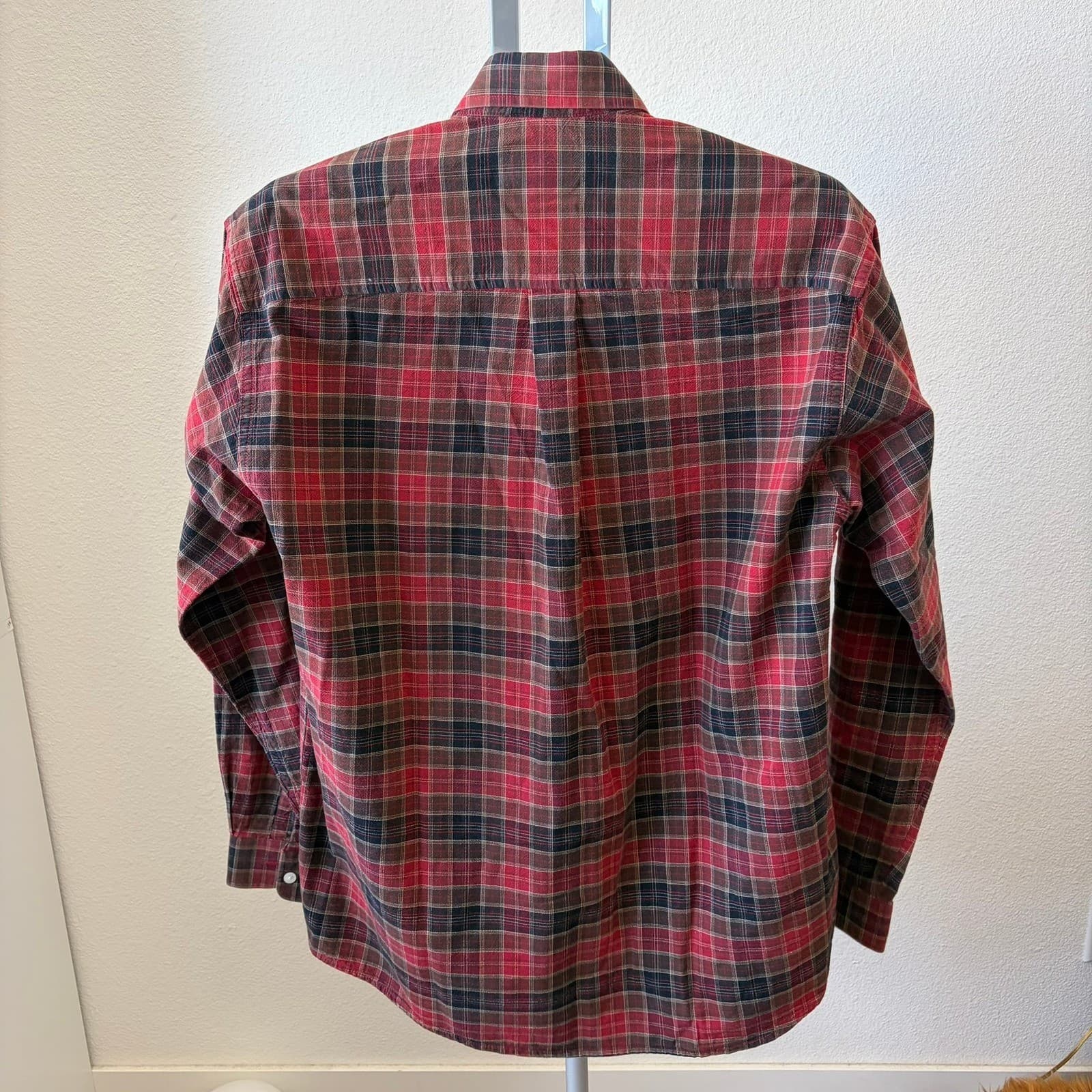 Cinch Button Down Shirt Mens Small Red Black Plaid Long Sleeve Western Logo - Thumbnail 3