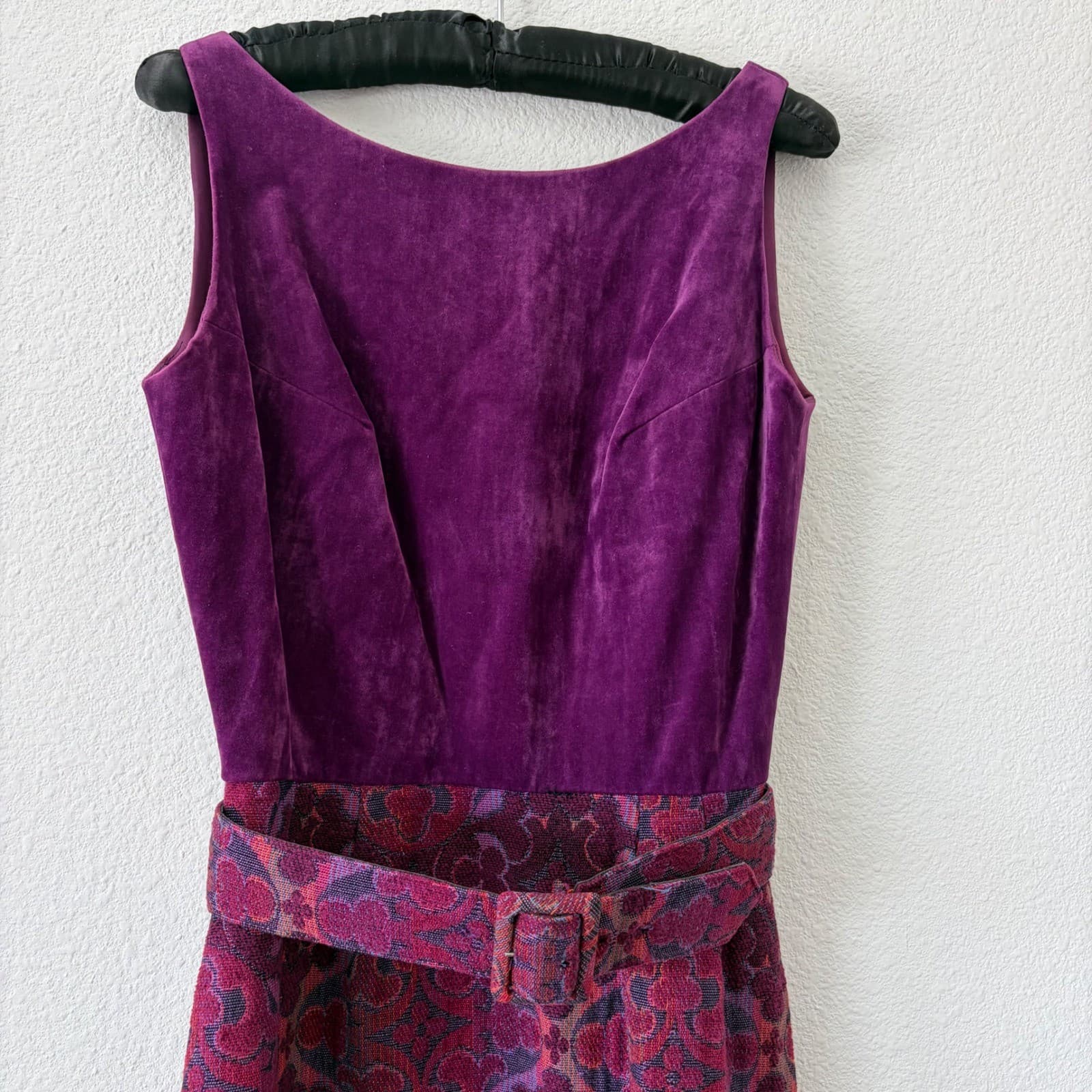 Vintage Coco California Velvet & Tapestry Maxi Dress Belted Whimsy Romantic XS/S - Thumbnail 3