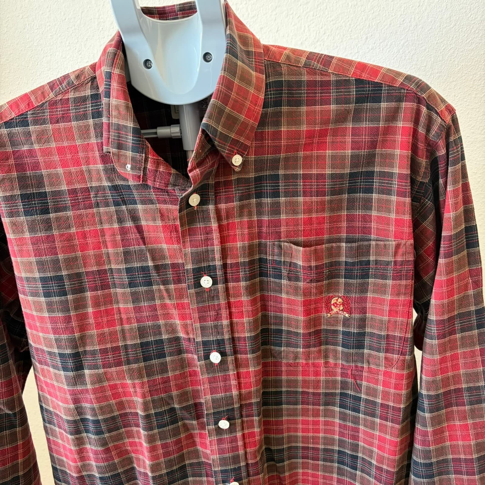 Cinch Button Down Shirt Mens Small Red Black Plaid Long Sleeve Western Logo - Thumbnail 2