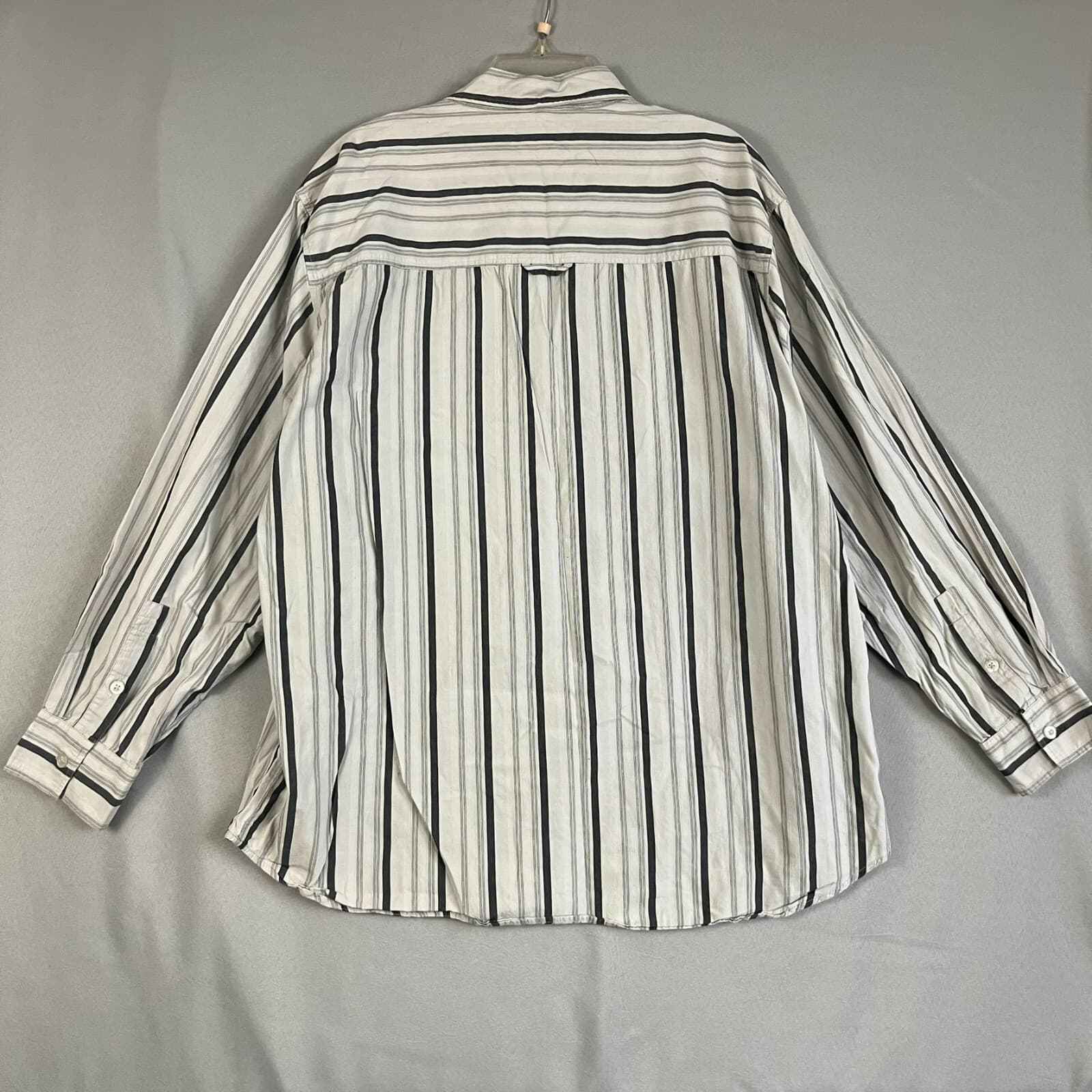 Vintage Southpole Shirt Men's XL Light Gray Striped Cotton Long Sleeve Button-Up - Thumbnail 7