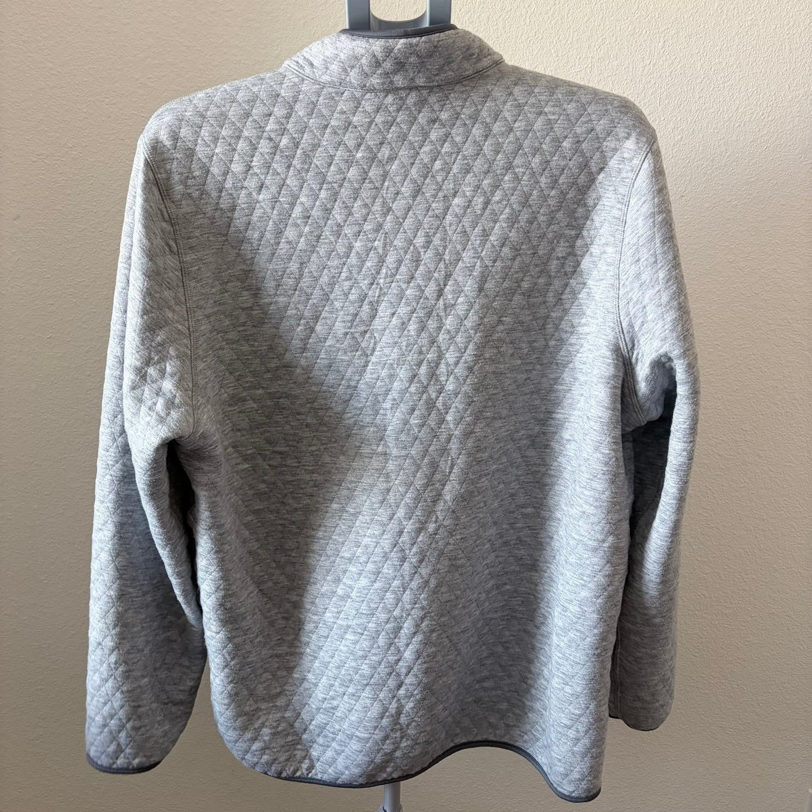 Marine Layer x Tonal Quilted Snap Pullover Heather Grey Mens XL Diamond Stitch - Thumbnail 3