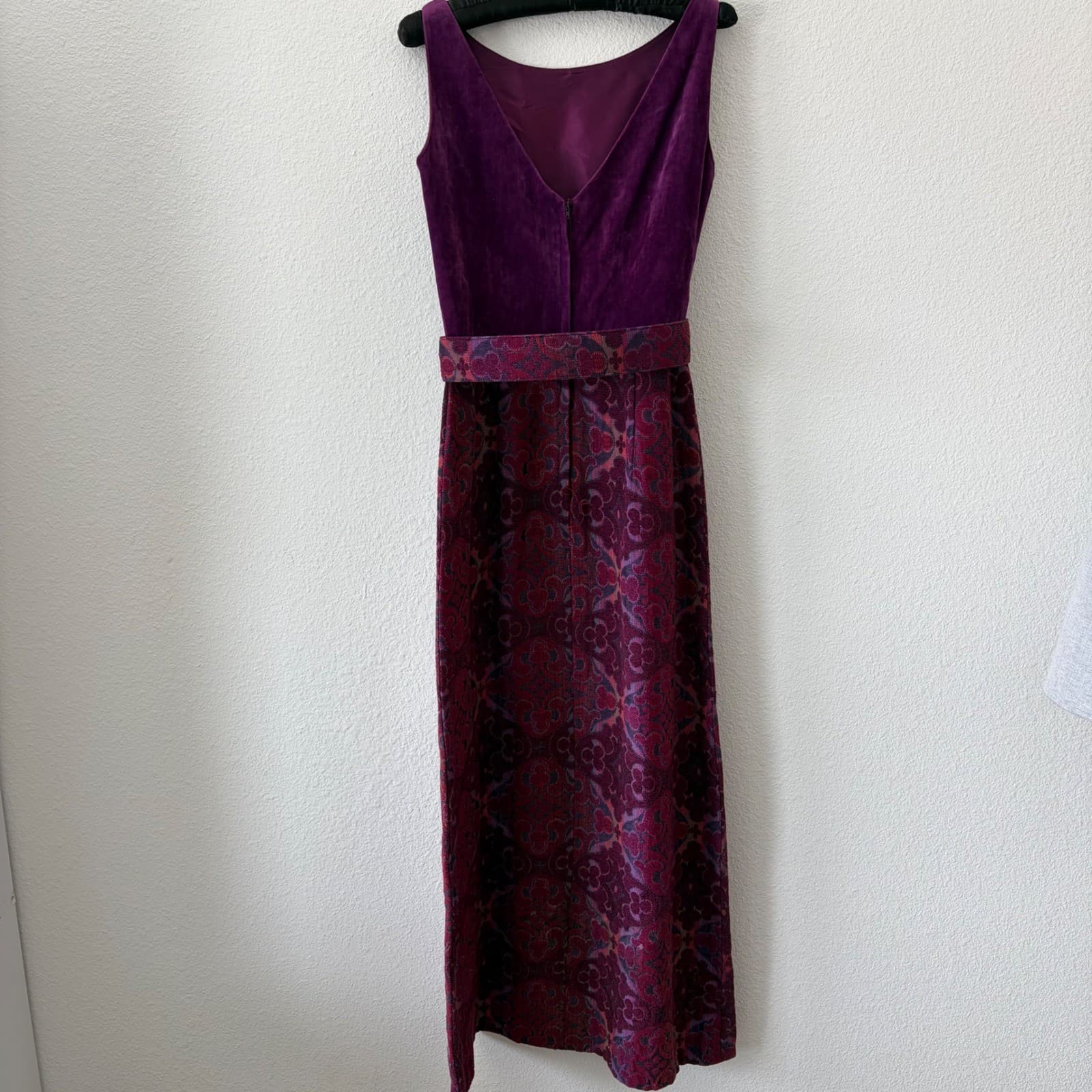 Vintage Coco California Velvet & Tapestry Maxi Dress Belted Whimsy Romantic XS/S - Thumbnail 5