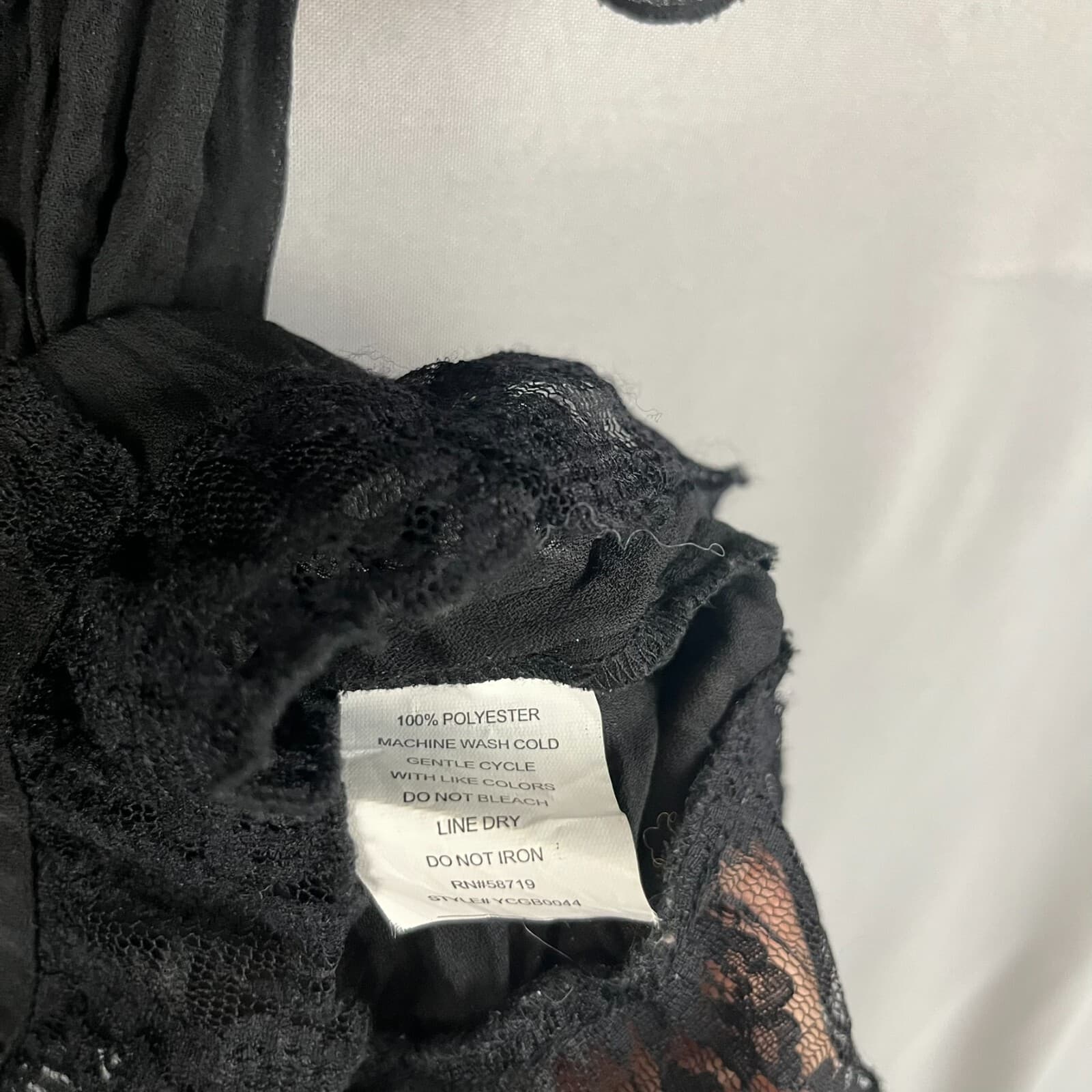 NY Collection Blouse Top Womens Small Petite Black Floral Lace Detail Whimsigoth - Thumbnail 4