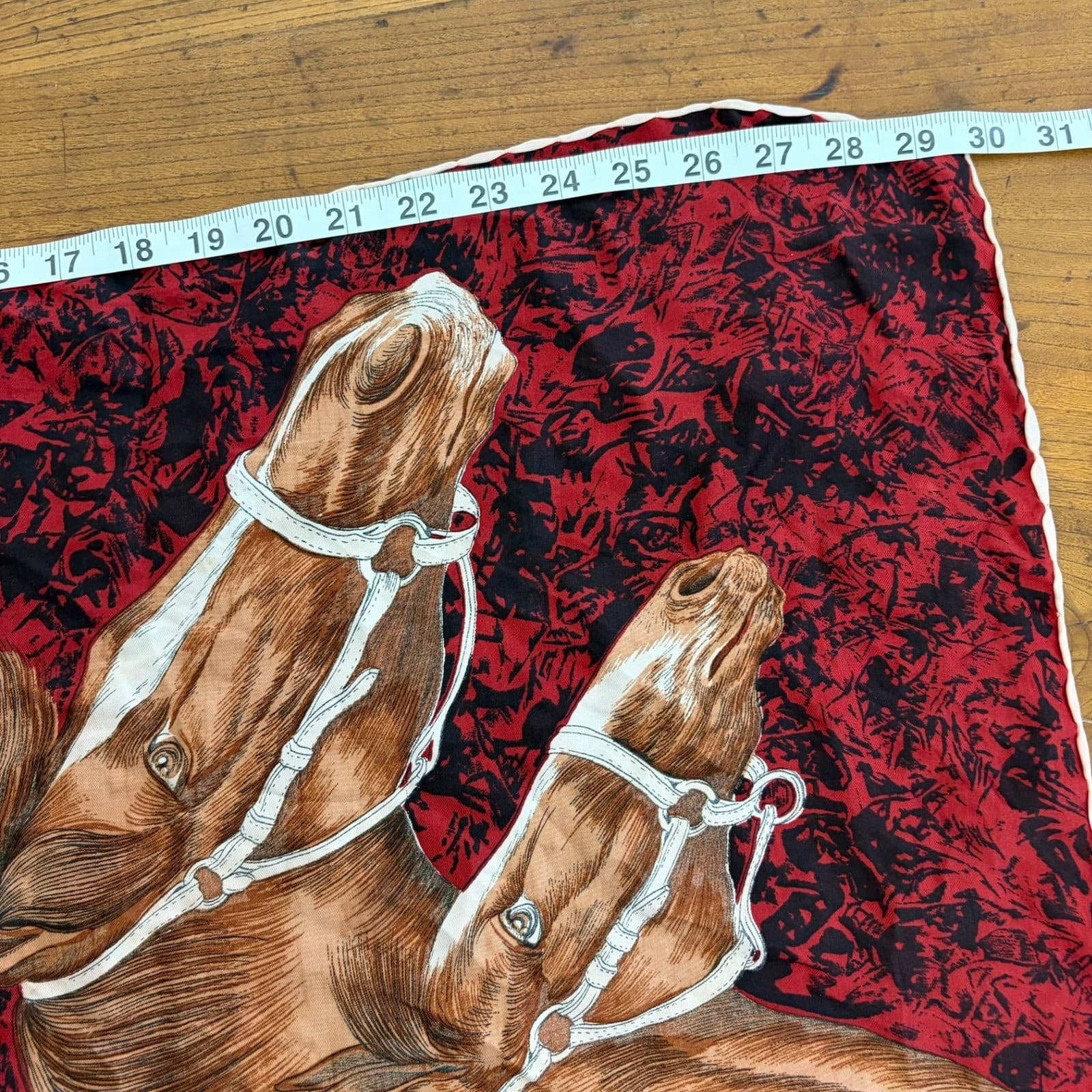 Unbranded Horse Print Scarf Womens OS Red Black Equestrian Riding Crop Square - Thumbnail 3
