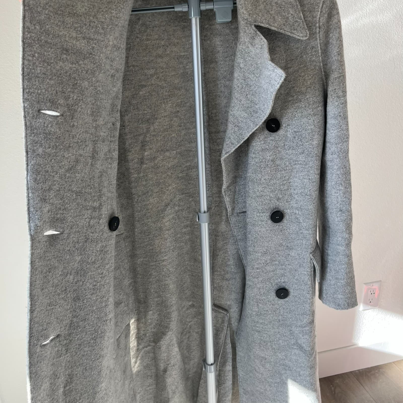 Harris Wharf London Trench Coat Womens 40 Gray Wool Double Breasted Autumn Italy - Thumbnail 4