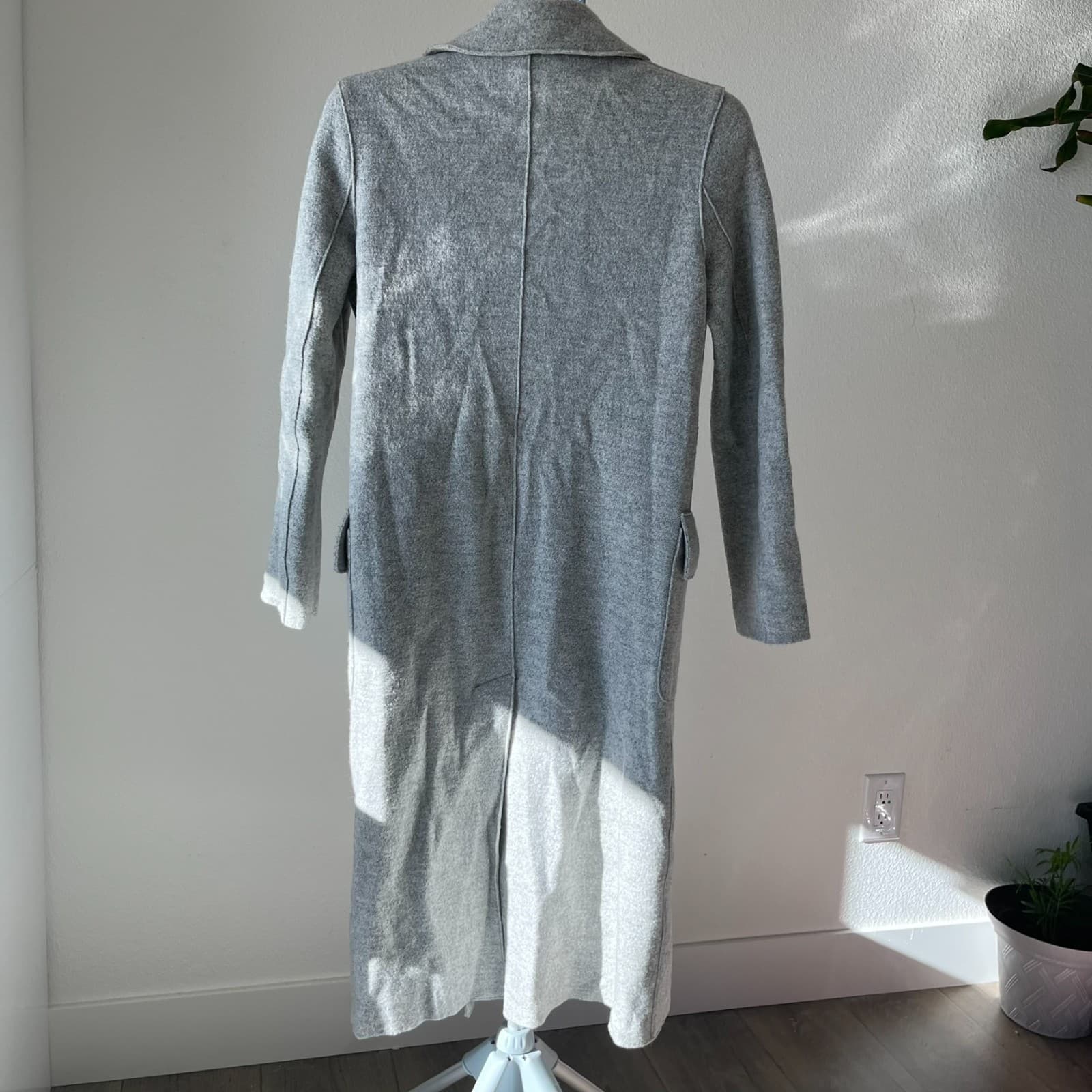 Harris Wharf London Trench Coat Womens 40 Gray Wool Double Breasted Autumn Italy - Thumbnail 3