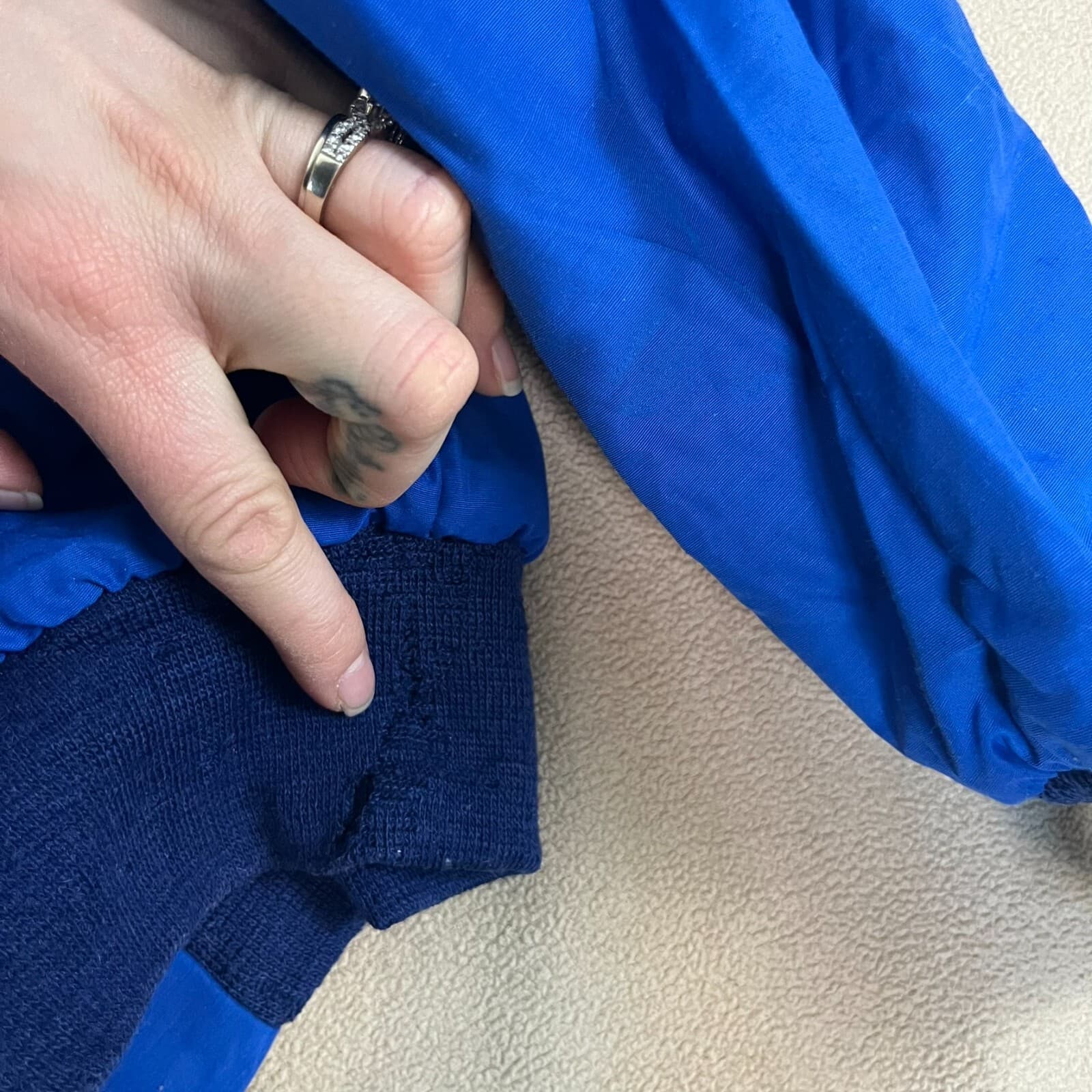 Vintage 70s Woolrich Womens Blue Bomber Jacket Large Fleece Lined Fishermancore - Thumbnail 4