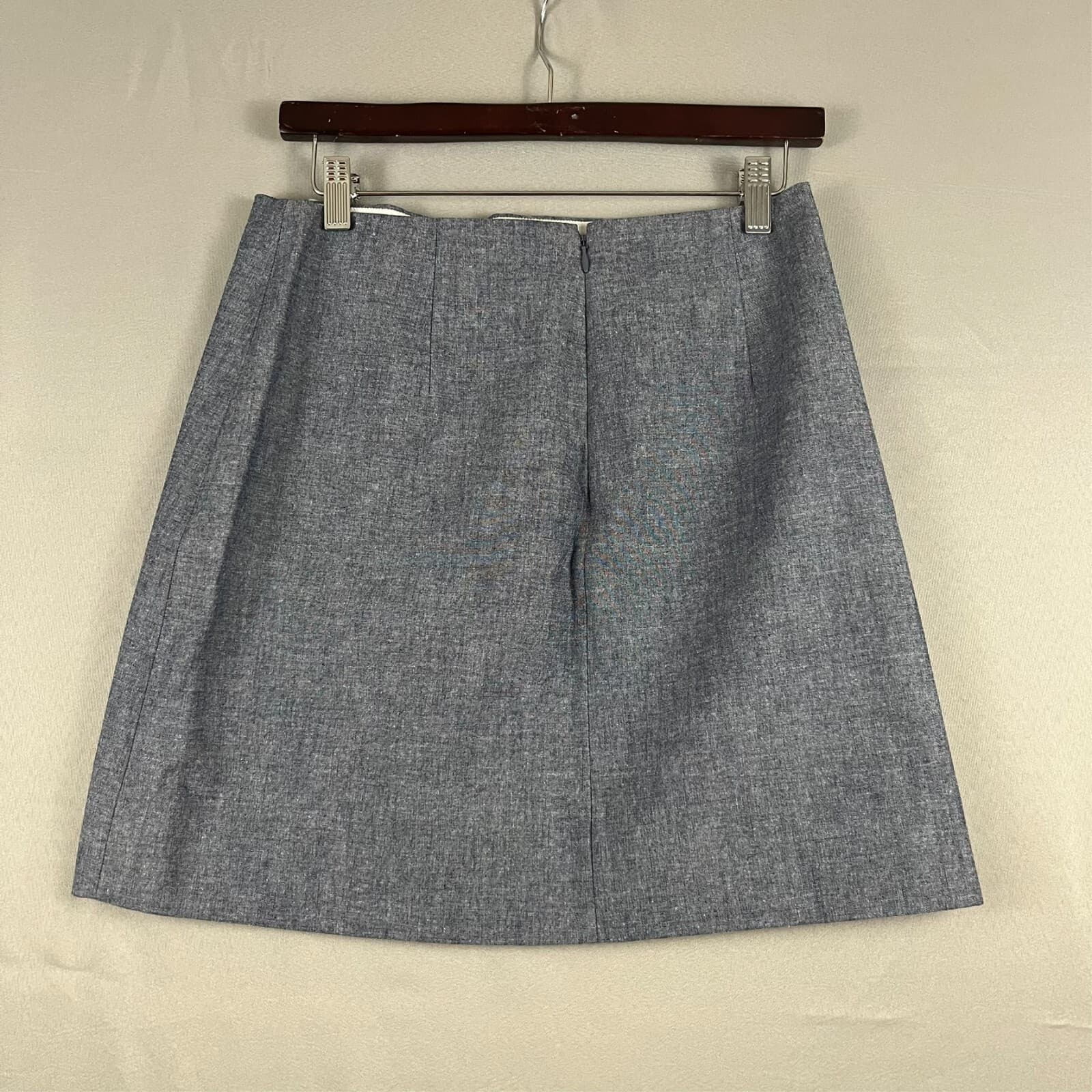 J Crew Women Skirt SZ 4 Blue Chambray Scallop Embroidered A-Line 100% Cotton NWT - Thumbnail 5
