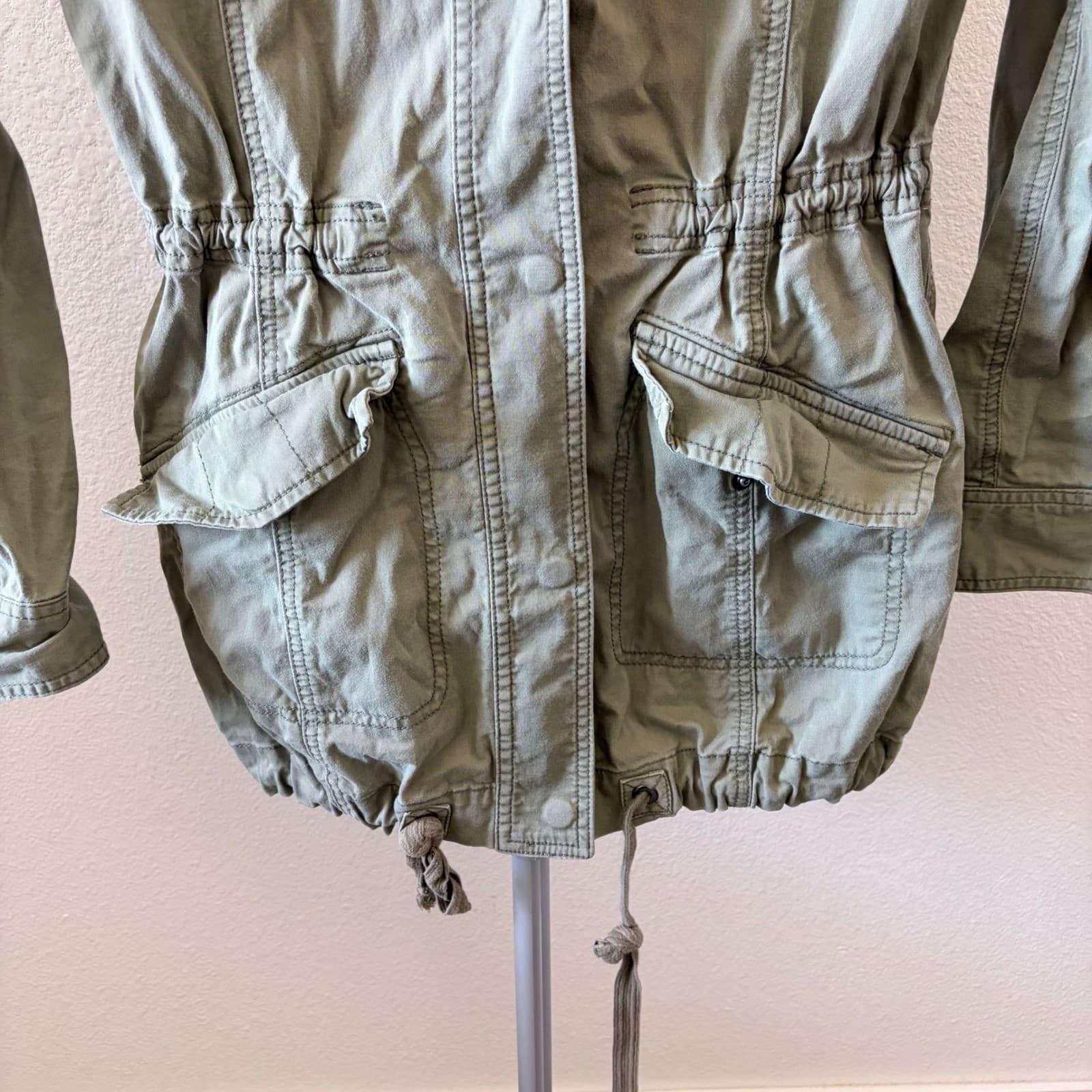 Abercrombie & Fitch Olive Green Military Field Utility Jacket Y2K Medium Hooded - Thumbnail 4