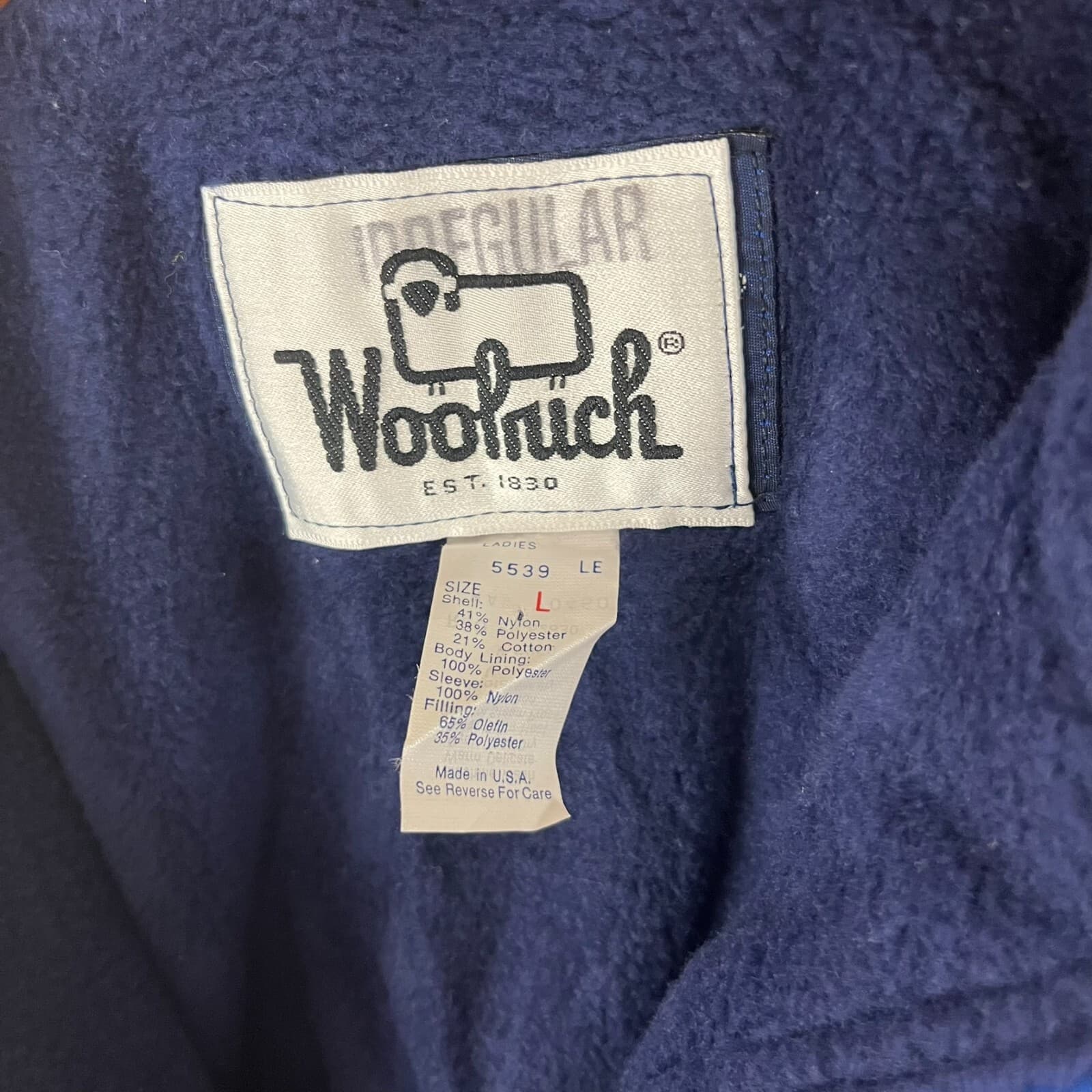 Vintage 70s Woolrich Womens Blue Bomber Jacket Large Fleece Lined Fishermancore - Thumbnail 5