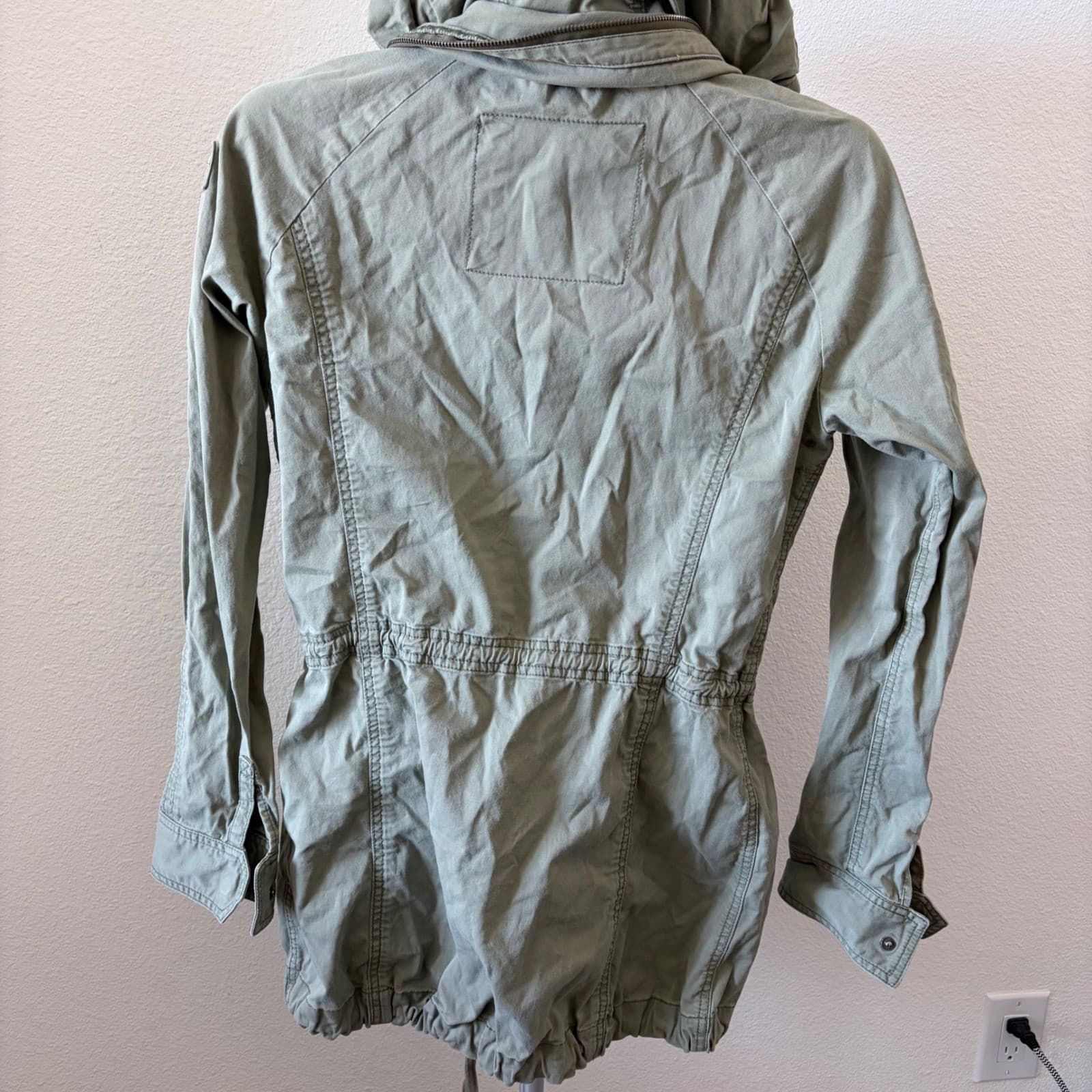Abercrombie & Fitch Olive Green Military Field Utility Jacket Y2K Medium Hooded - Thumbnail 5
