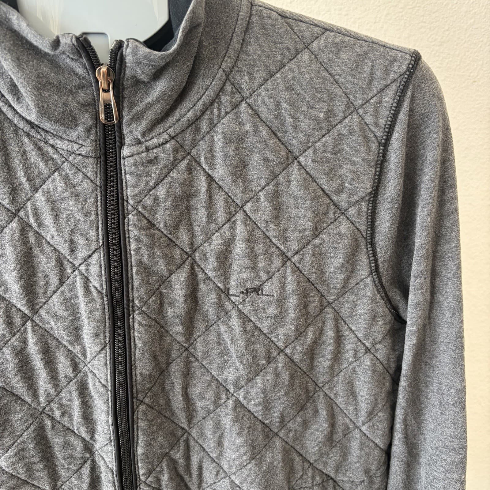 Lauren Ralph Lauren LRL Active Jacket Womens Sz L Gray Full Zip Quilted Running - Thumbnail 2