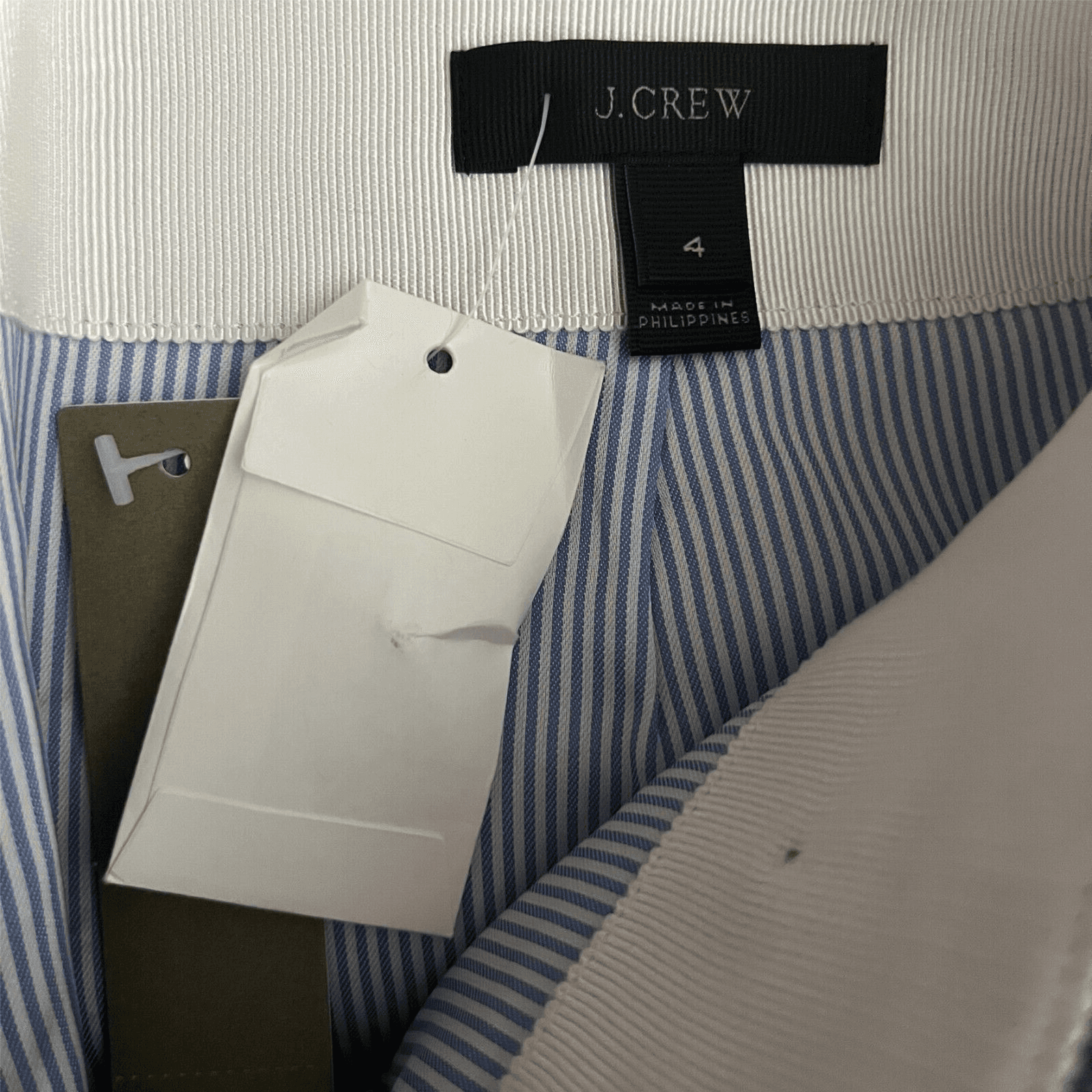 J Crew Women Skirt SZ 4 Blue Chambray Scallop Embroidered A-Line 100% Cotton NWT - Thumbnail 4