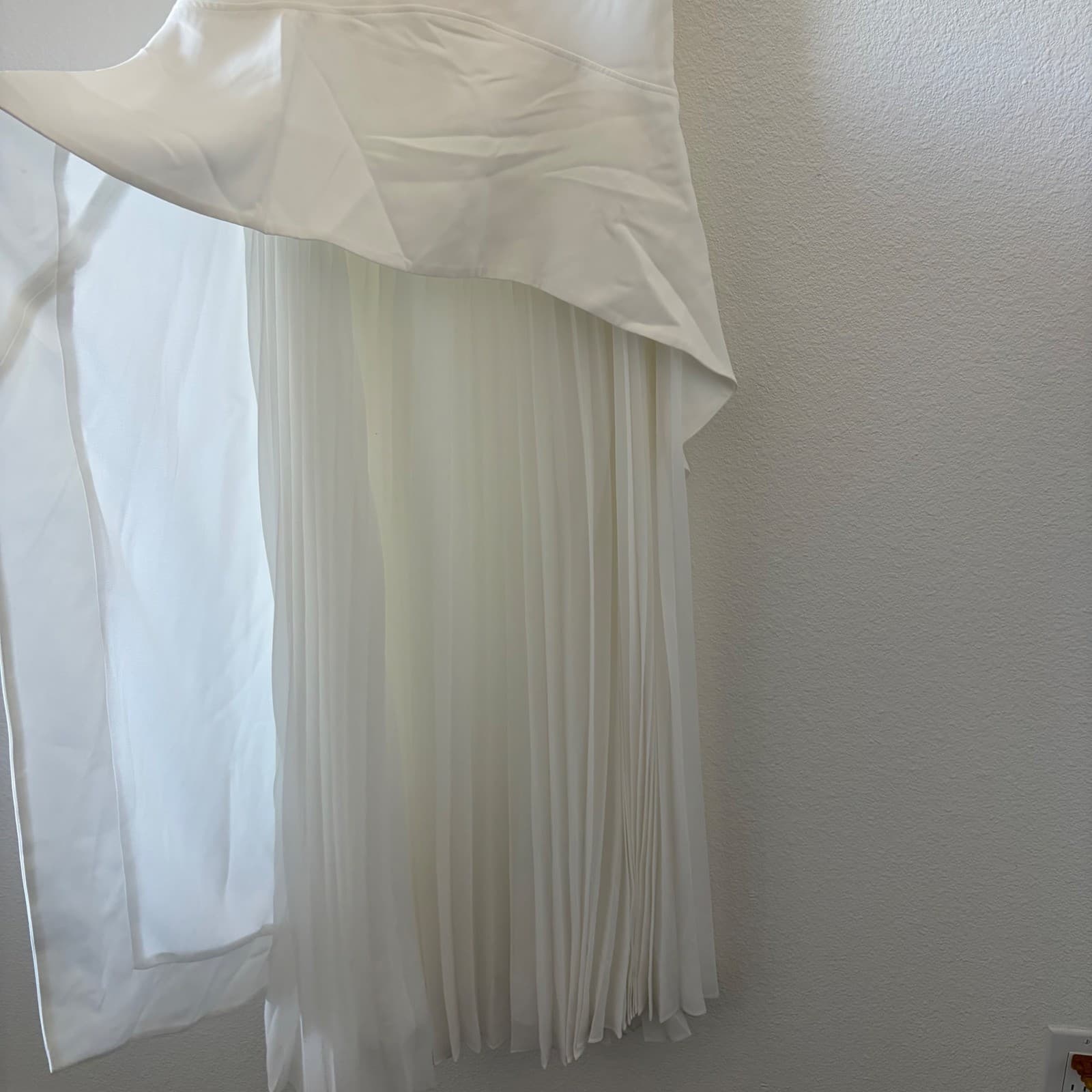 SIMKHAI Sequoia Layered Maxi Dress Women 6 White Crepe Chiffon Pleated 224-1104W - Thumbnail 5
