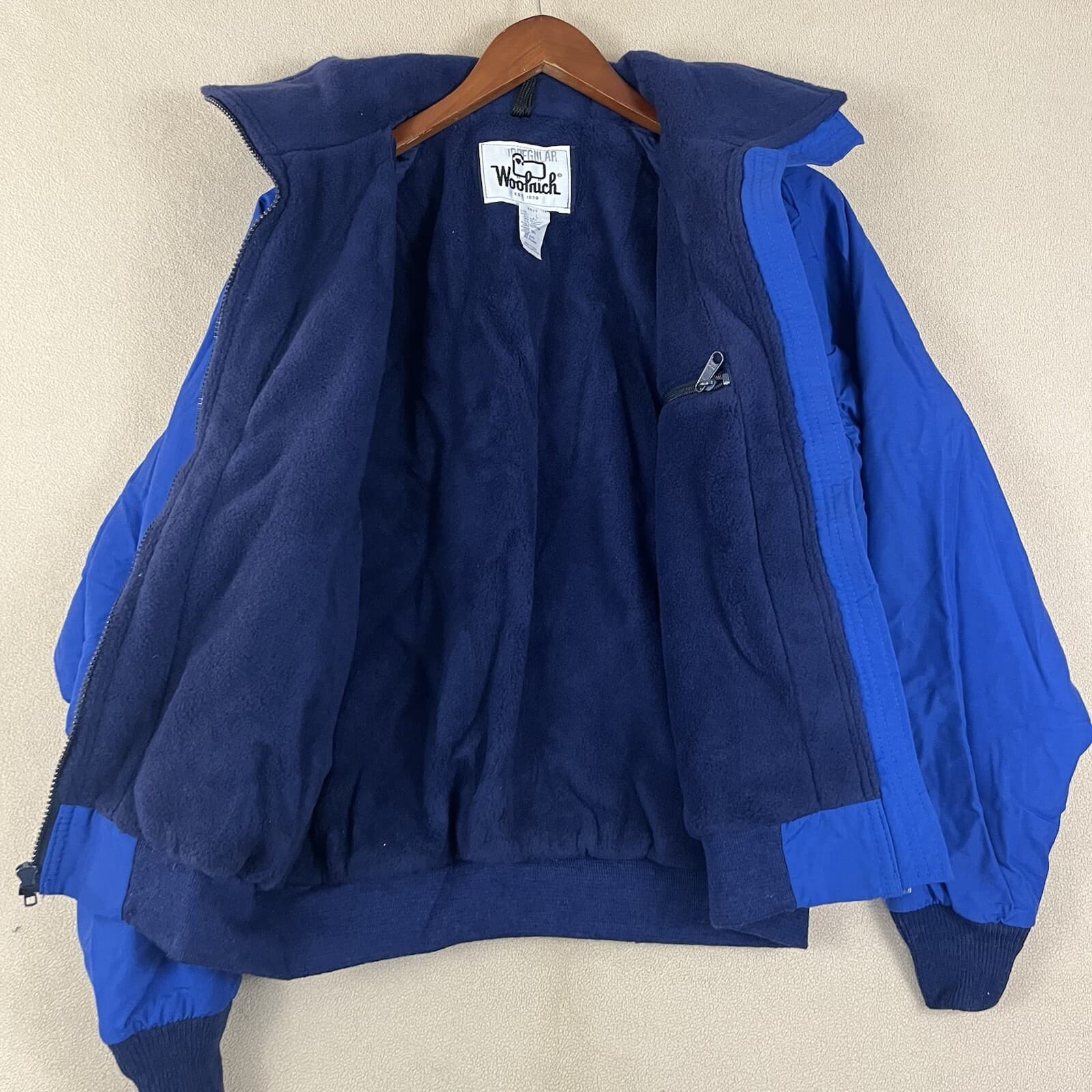 Vintage 70s Woolrich Womens Blue Bomber Jacket Large Fleece Lined Fishermancore - Thumbnail 6