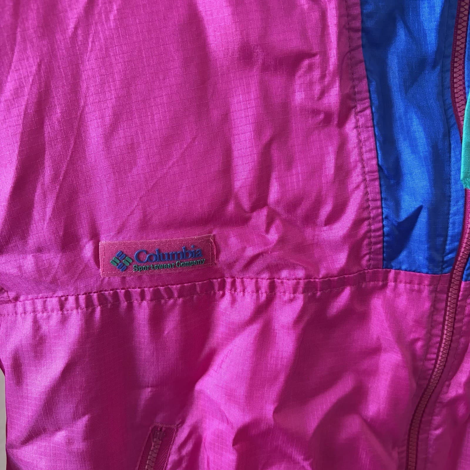 Vintage Columbia Retro Jacket Womens Sz 1 Neon Pink Windbreaker 90s Gorpcore - Thumbnail 2