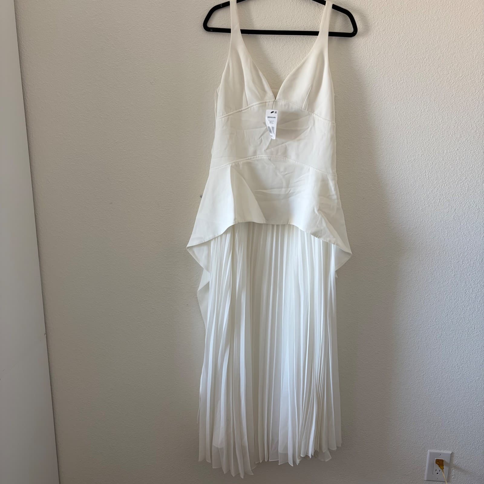 SIMKHAI Sequoia Layered Maxi Dress Women 6 White Crepe Chiffon Pleated 224-1104W - Thumbnail 2